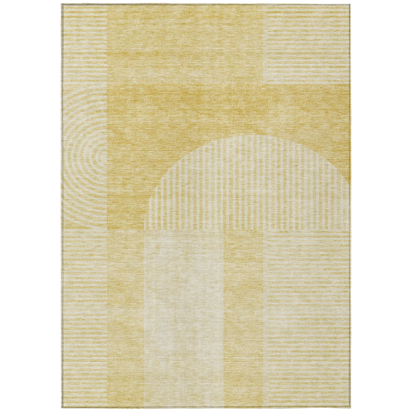 9' X 12' Gold Ivory And Yellow Geometric Washable Indoor Outdoor Area Rug-1