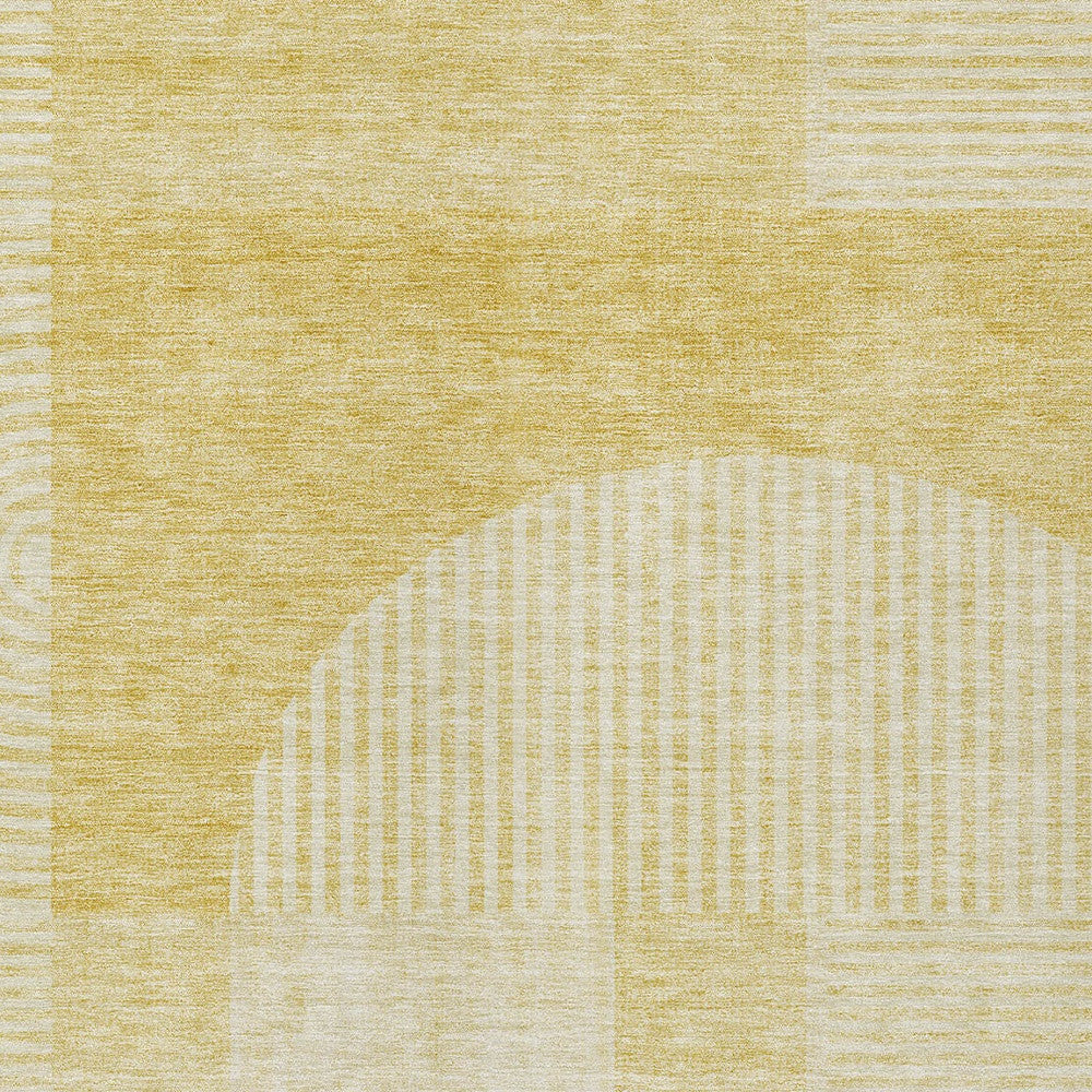 9' X 12' Gold Ivory And Yellow Geometric Washable Indoor Outdoor Area Rug-4