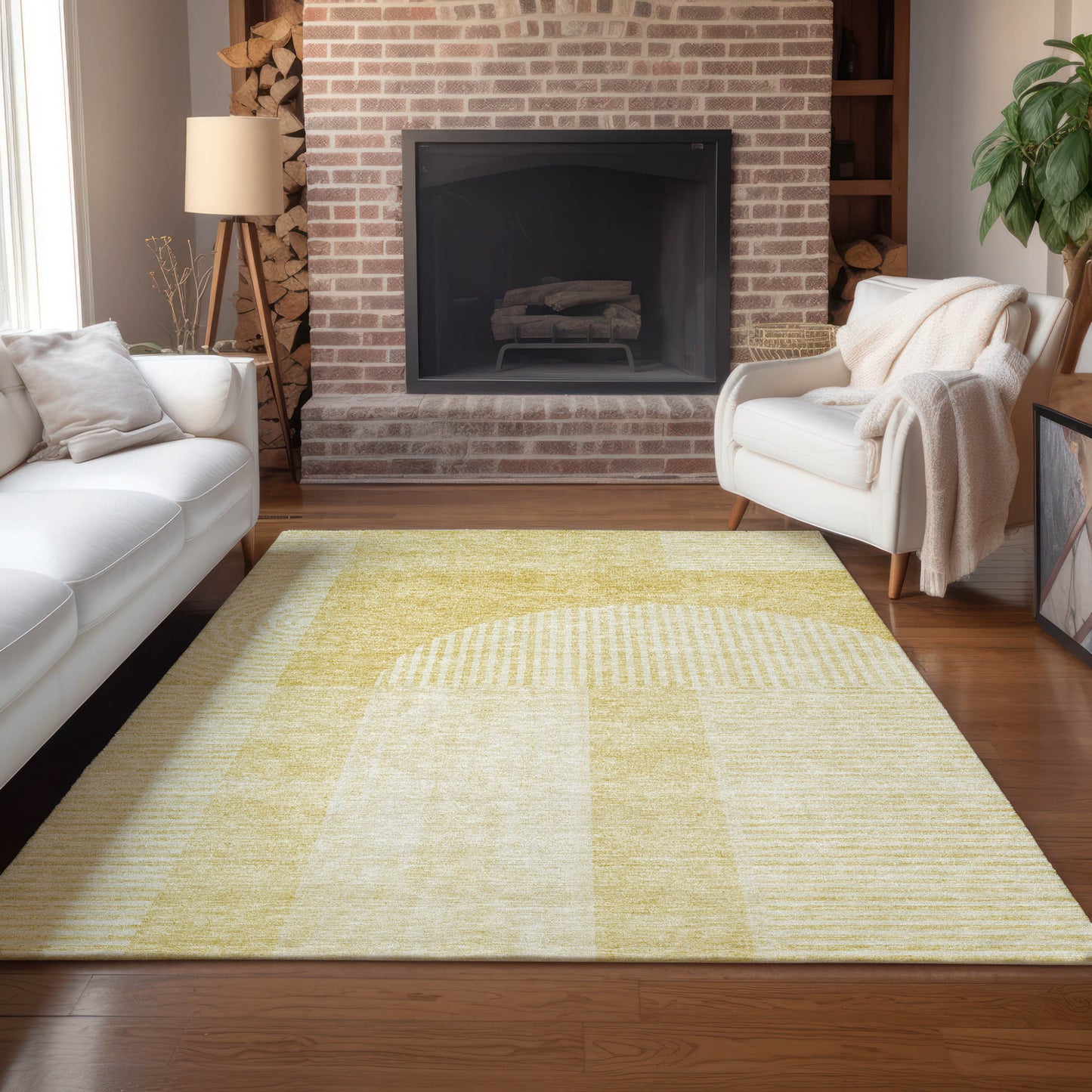 9' X 12' Gold Ivory And Yellow Geometric Washable Indoor Outdoor Area Rug-8