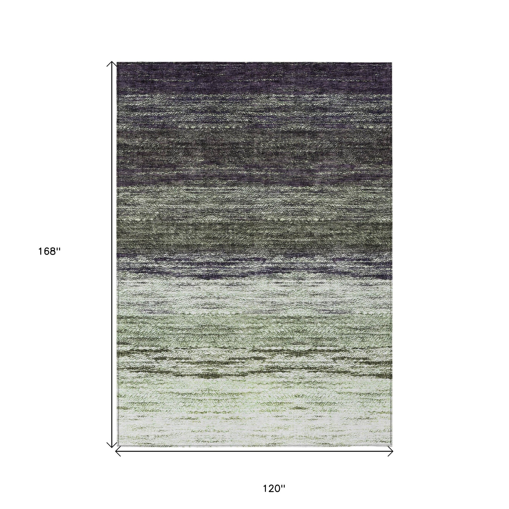 10' X 14' Green Ivory And Purple Ombre Washable Indoor Outdoor Area Rug-2