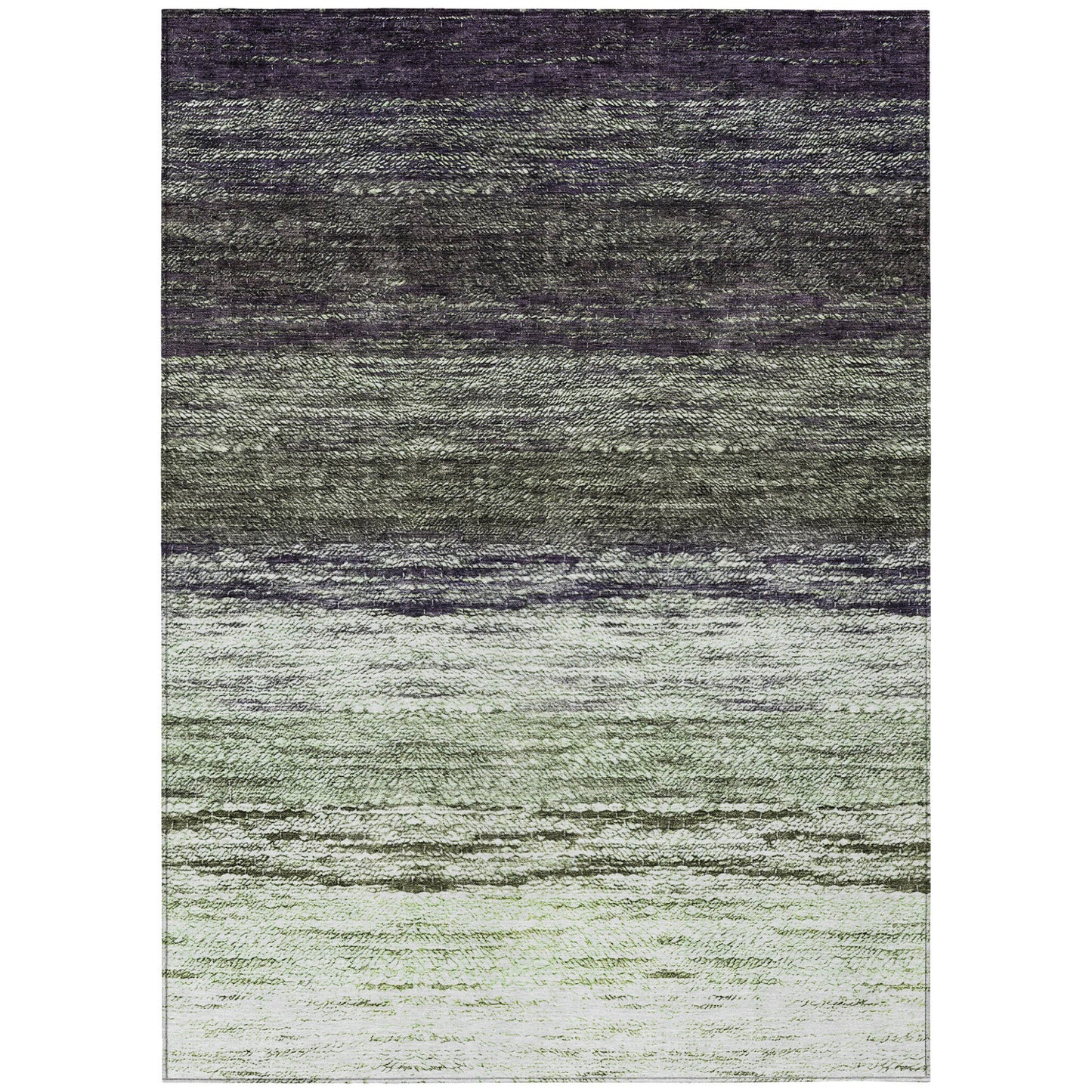 10' X 14' Green Ivory And Purple Ombre Washable Indoor Outdoor Area Rug-1
