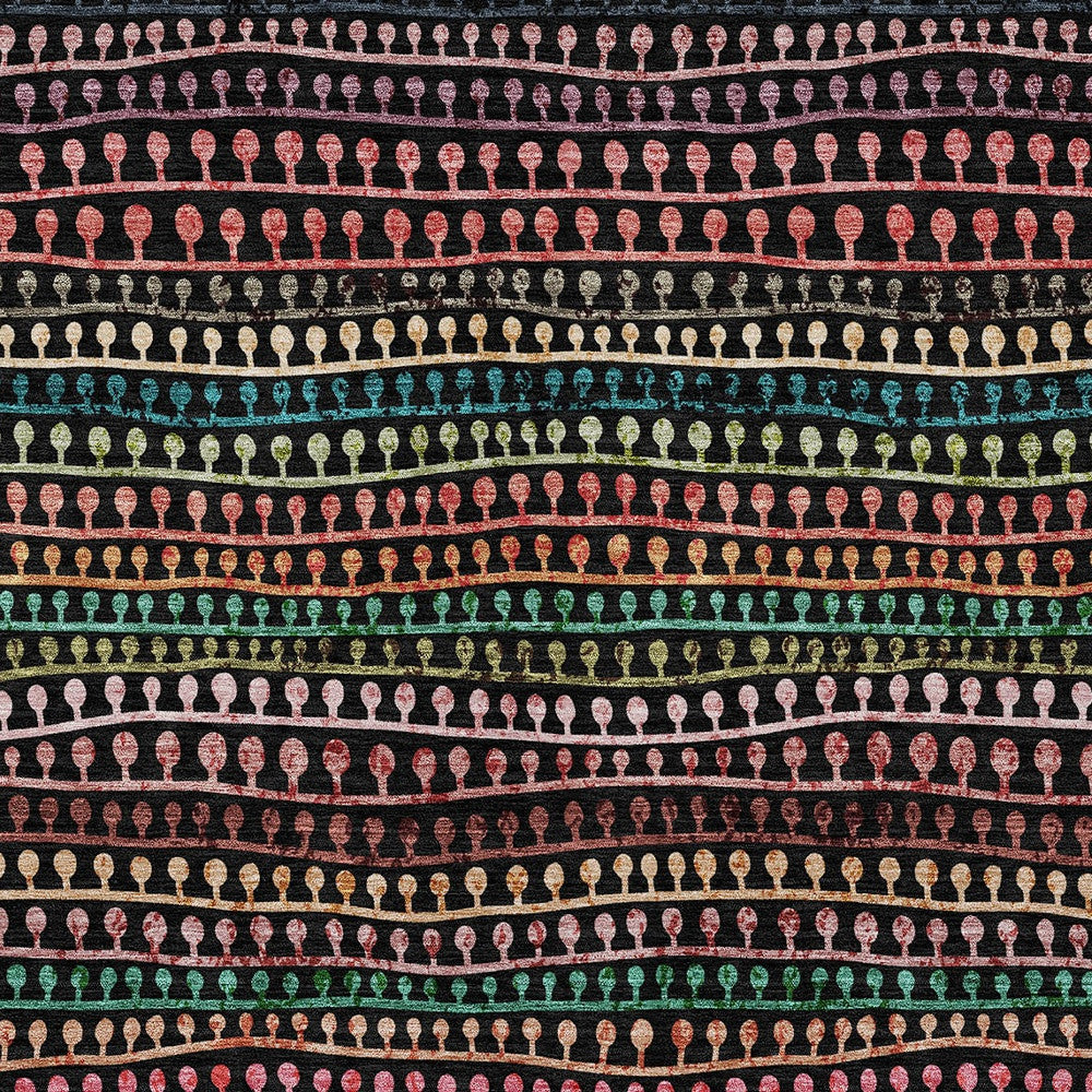 5' X 8' Black Green And Gold Striped Washable Indoor Outdoor Area Rug-5