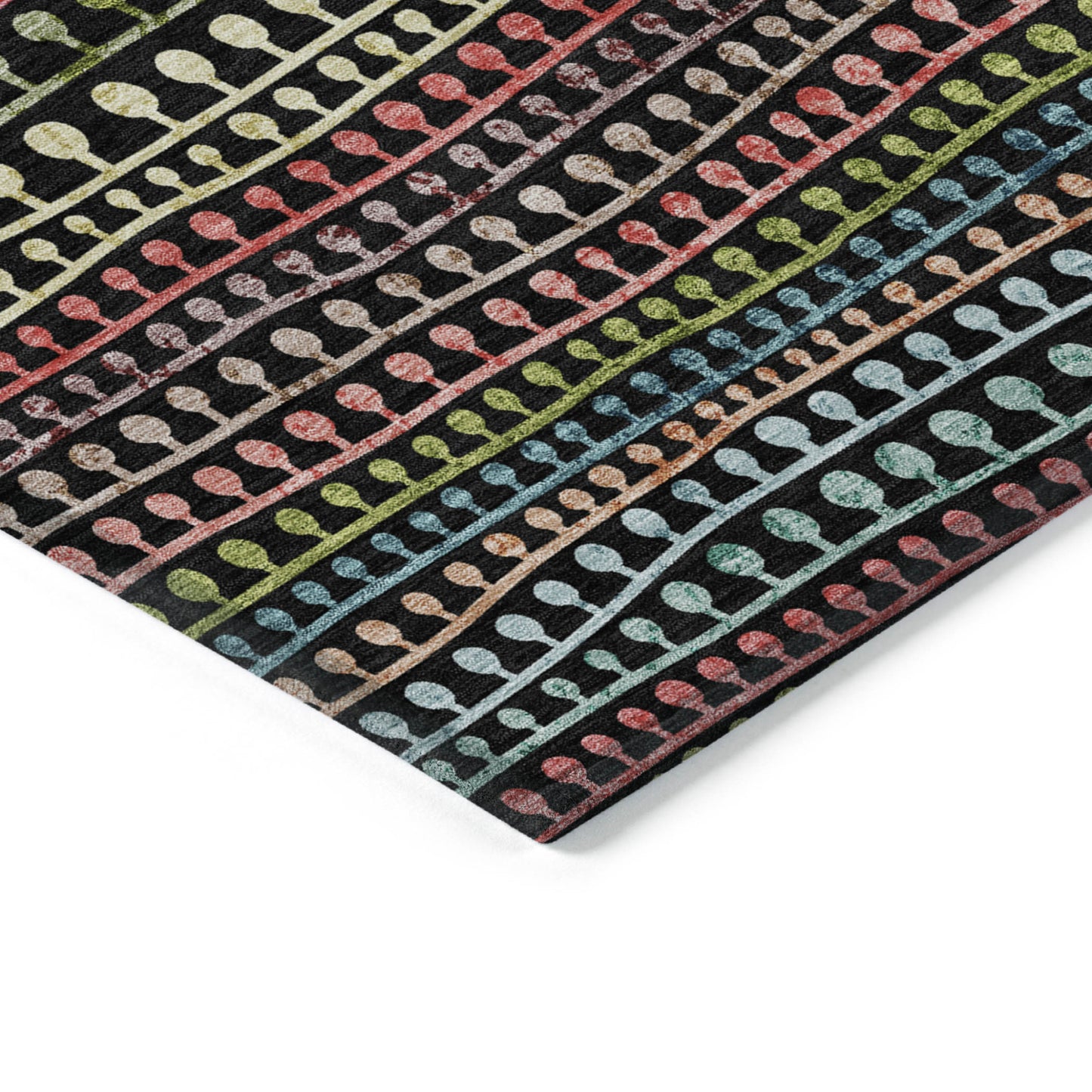 5' X 8' Black Green And Gold Striped Washable Indoor Outdoor Area Rug-3