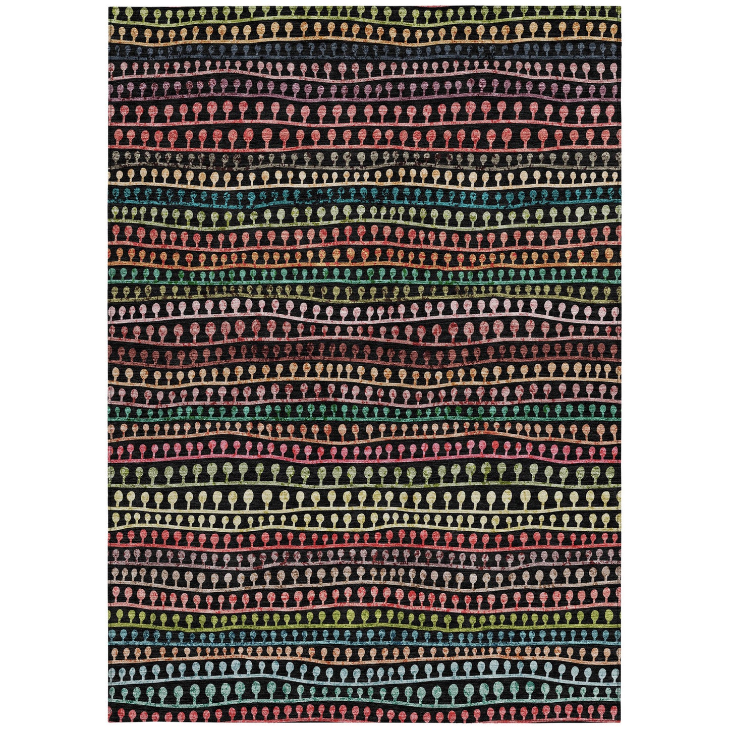 5' X 8' Black Green And Gold Striped Washable Indoor Outdoor Area Rug-6