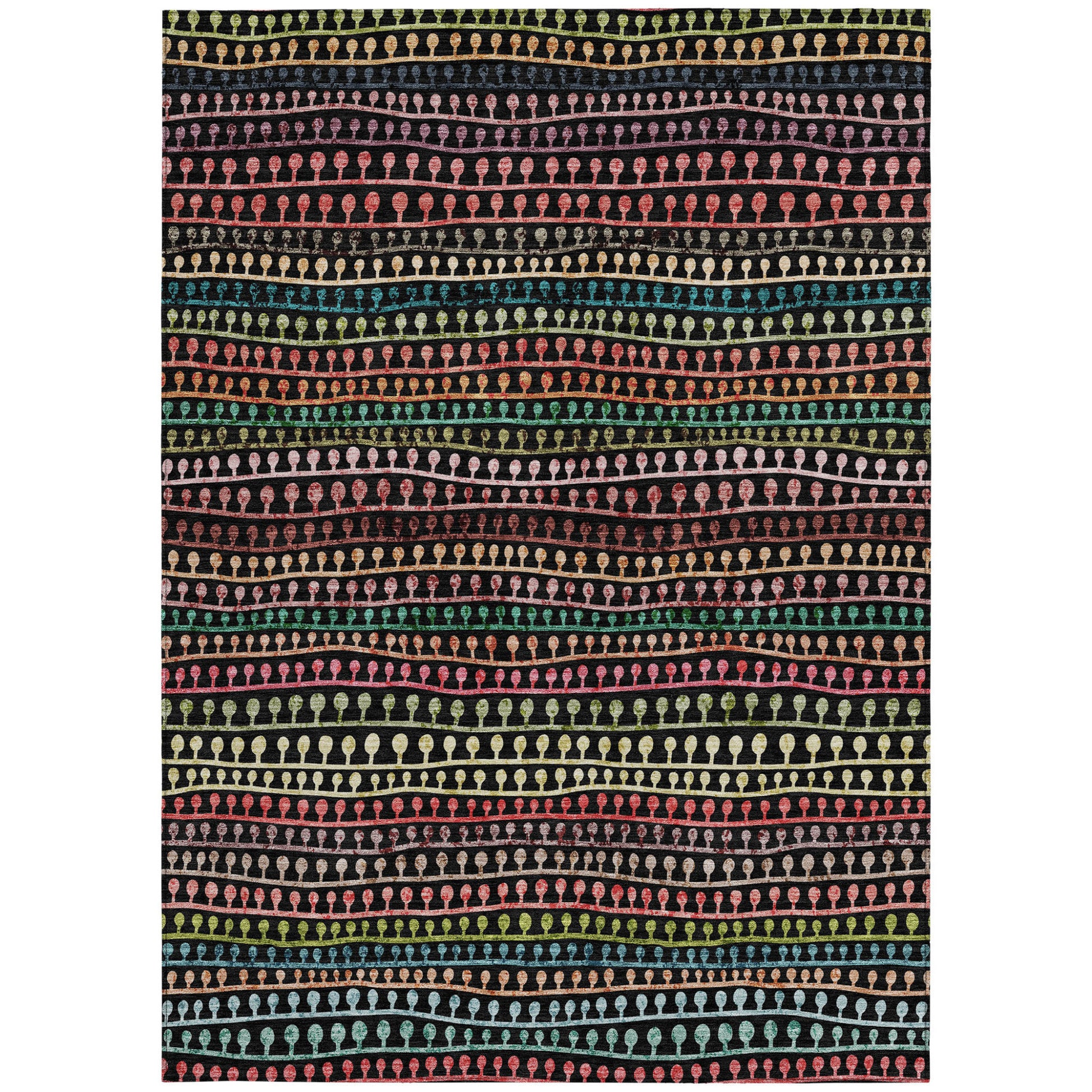 5' X 8' Black Green And Gold Striped Washable Indoor Outdoor Area Rug-6
