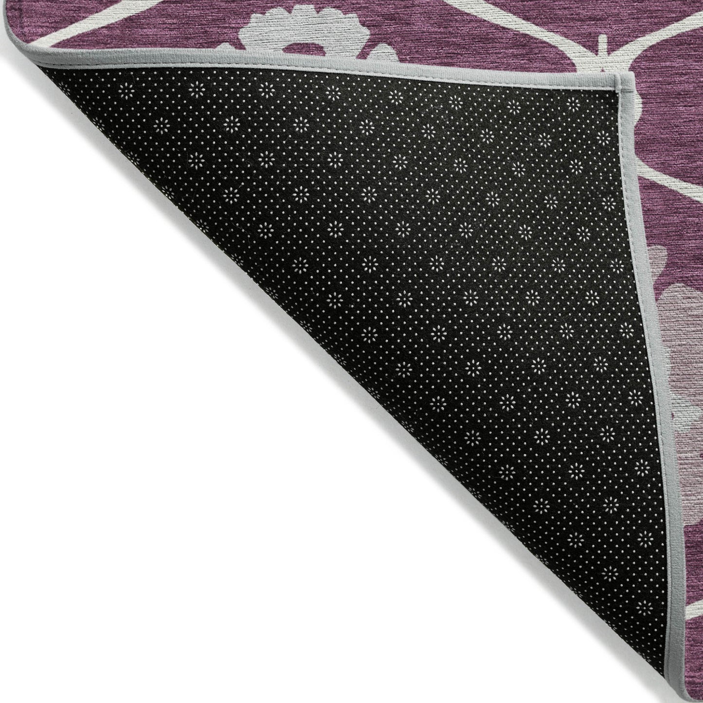 3' X 5' Eggplant Ivory And Gray Medallion Washable Indoor Outdoor Area Rug-3