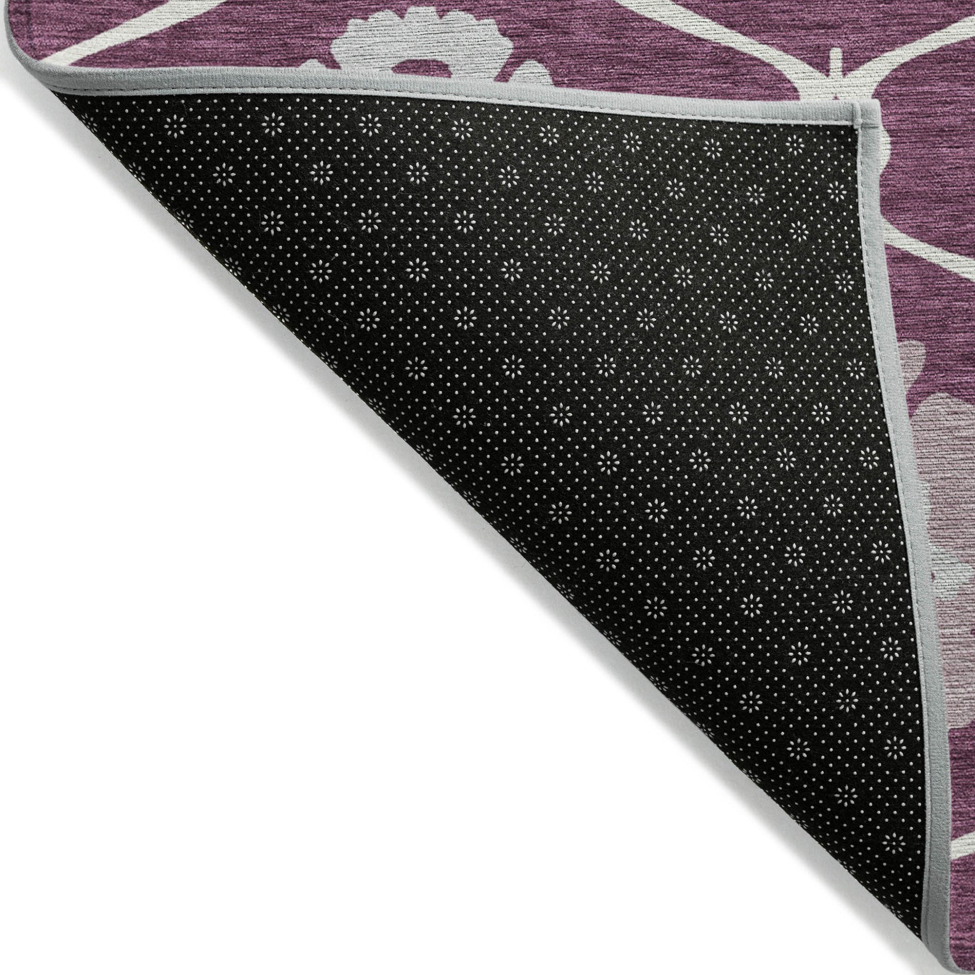 3' X 5' Eggplant Ivory And Gray Medallion Washable Indoor Outdoor Area Rug-3