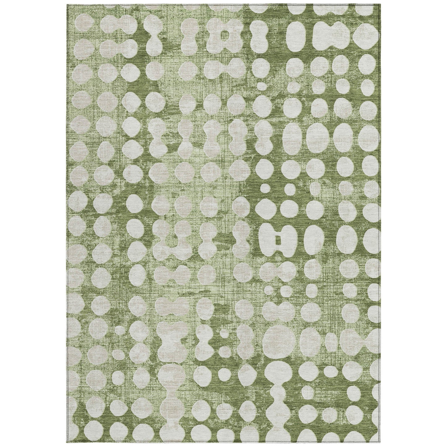 8' X 10' Artichoke Green And Ivory Abstract Washable Indoor Outdoor Area Rug-6