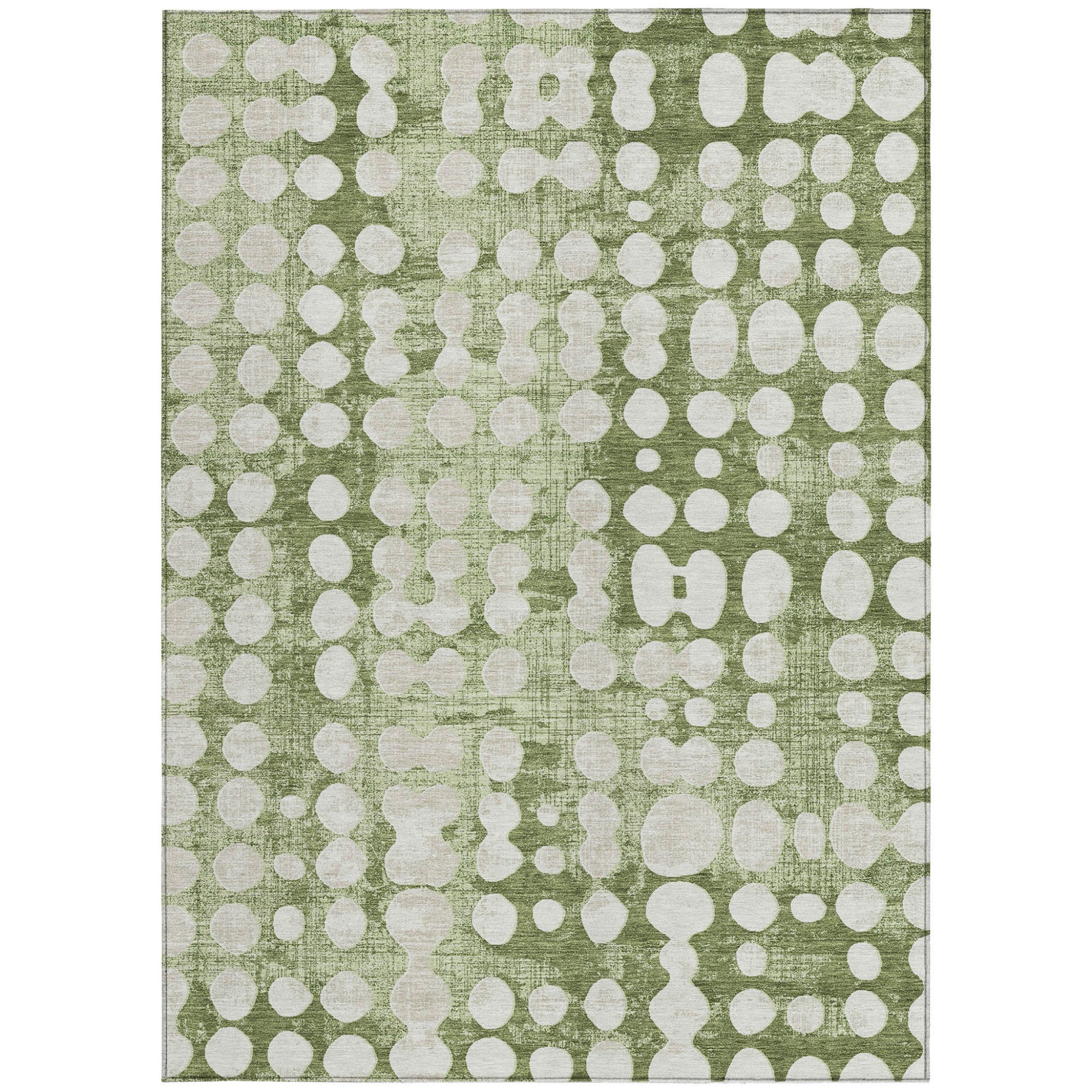 8' X 10' Artichoke Green And Ivory Abstract Washable Indoor Outdoor Area Rug-6