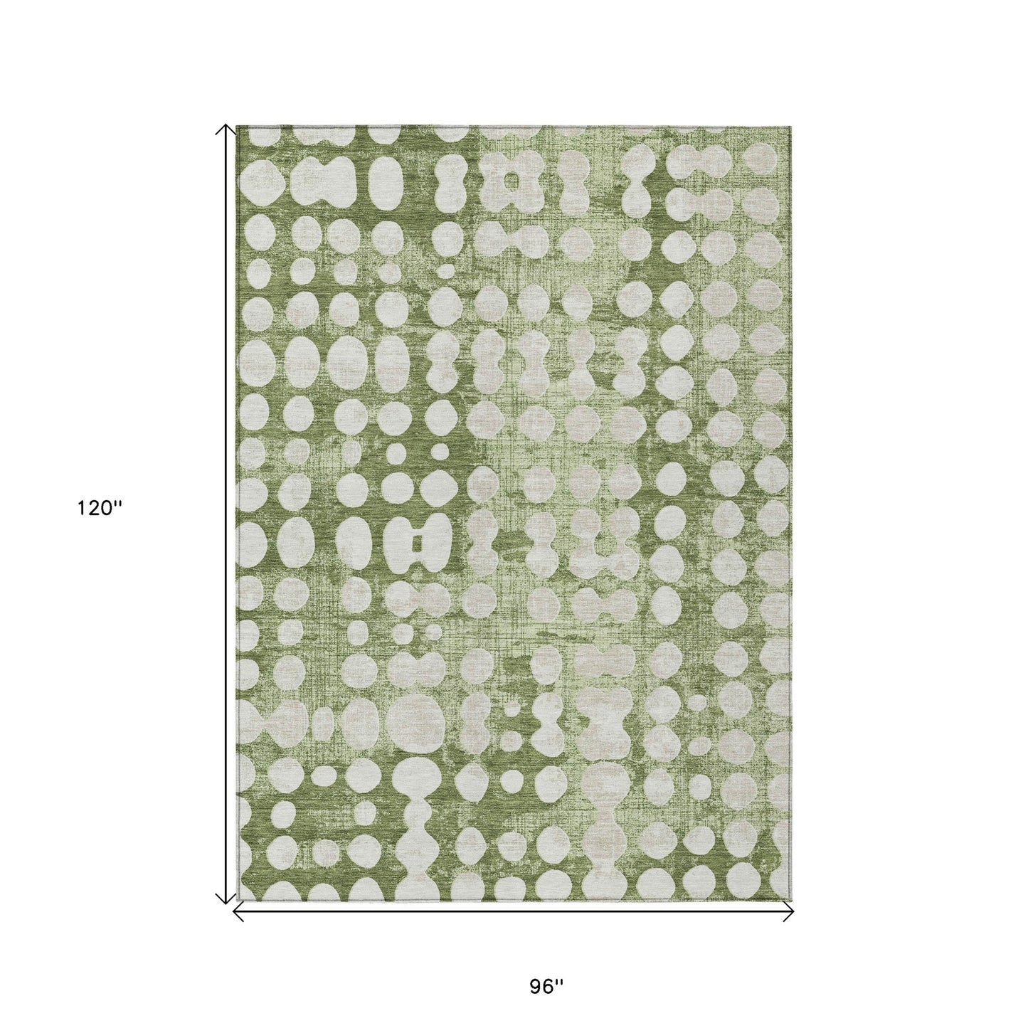 8' X 10' Artichoke Green And Ivory Abstract Washable Indoor Outdoor Area Rug-2