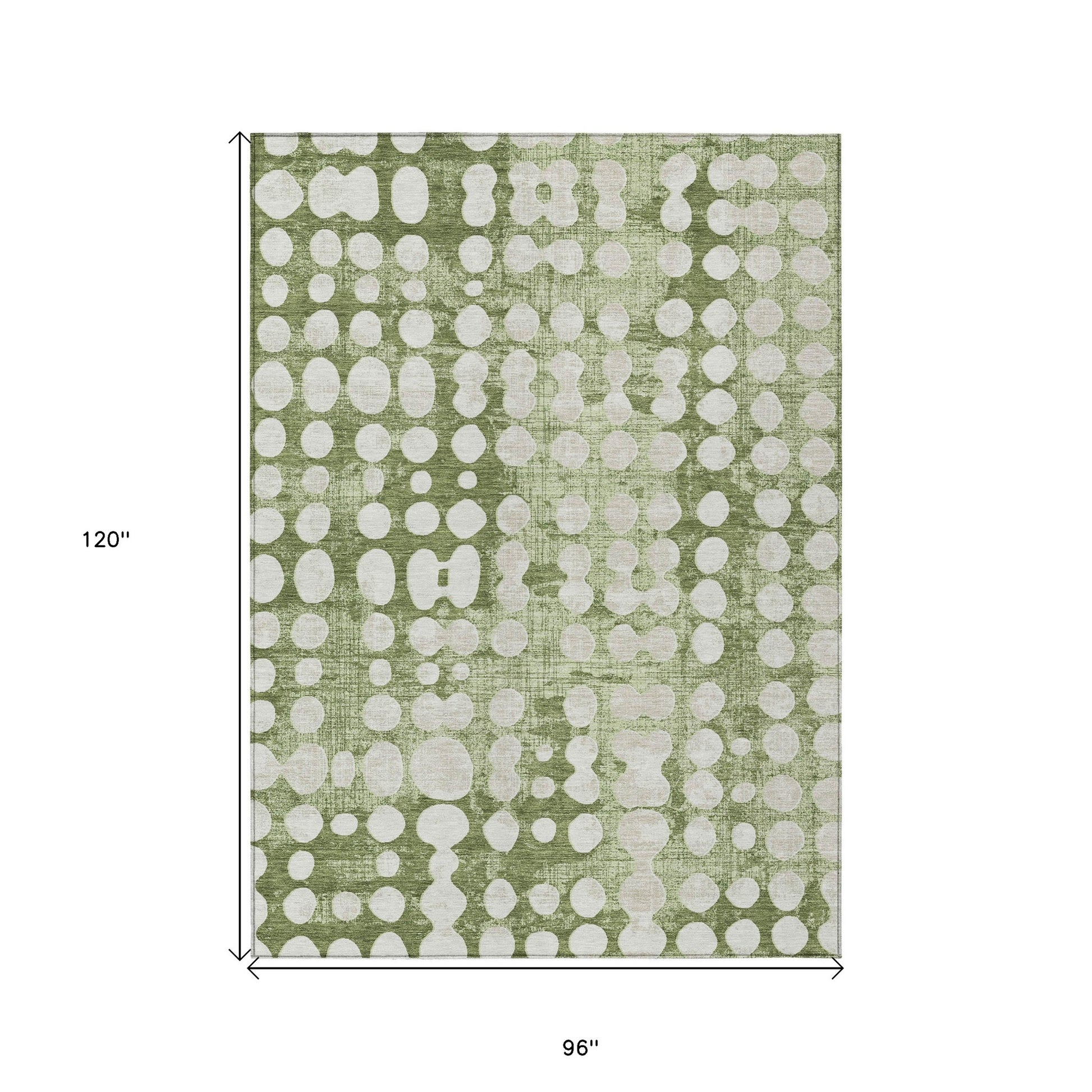 8' X 10' Artichoke Green And Ivory Abstract Washable Indoor Outdoor Area Rug-2