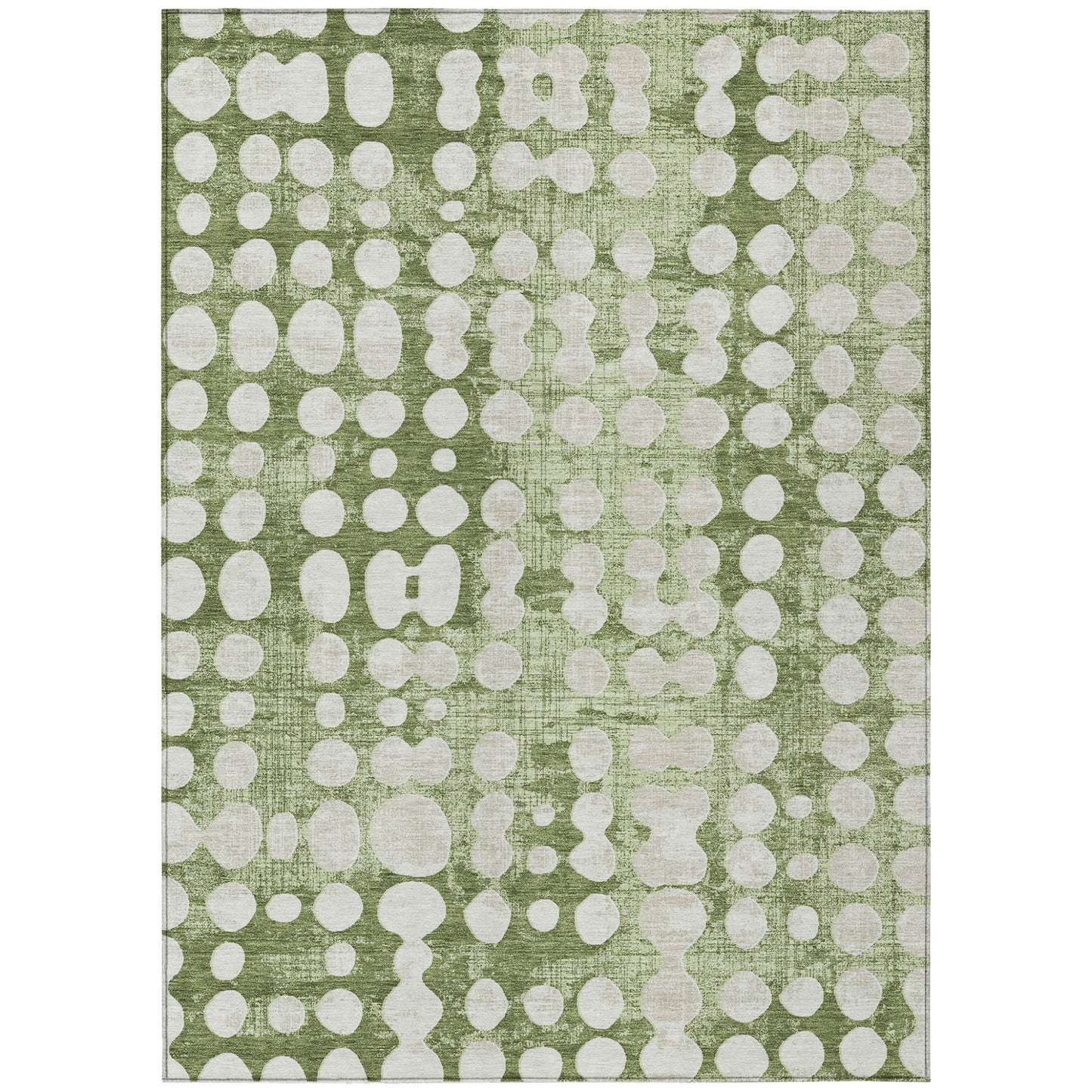 8' X 10' Artichoke Green And Ivory Abstract Washable Indoor Outdoor Area Rug-1