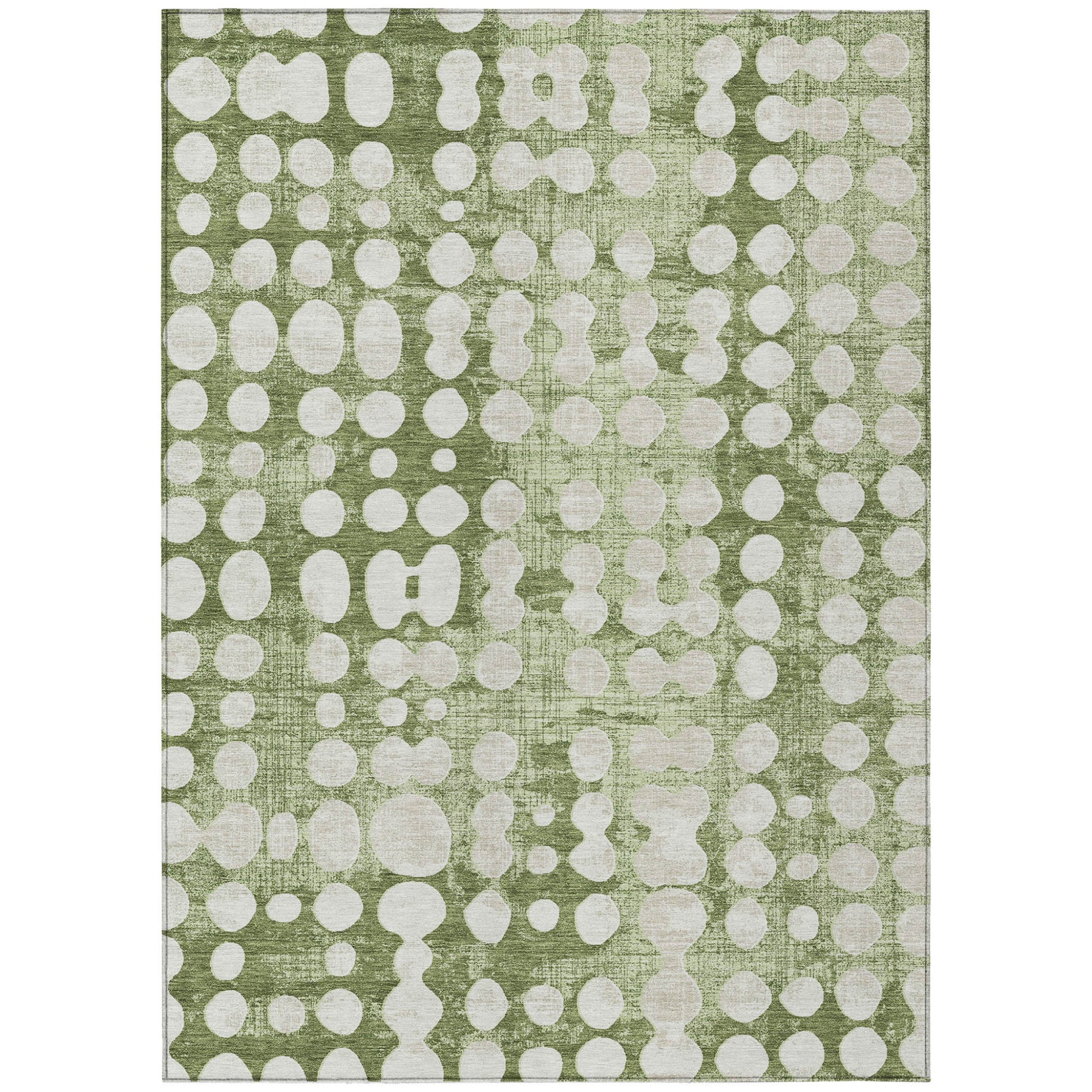 8' X 10' Artichoke Green And Ivory Abstract Washable Indoor Outdoor Area Rug-1