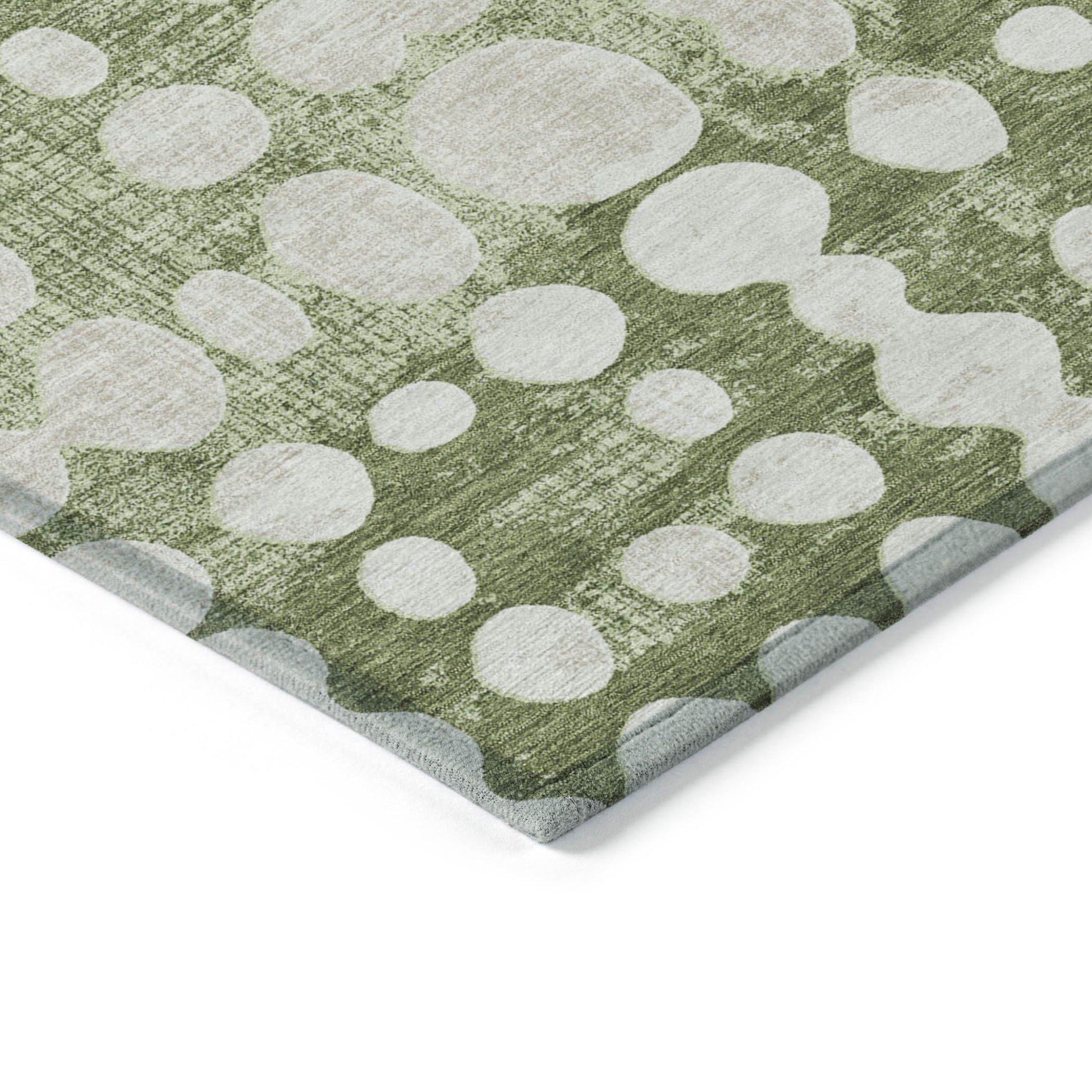 8' X 10' Artichoke Green And Ivory Abstract Washable Indoor Outdoor Area Rug-4