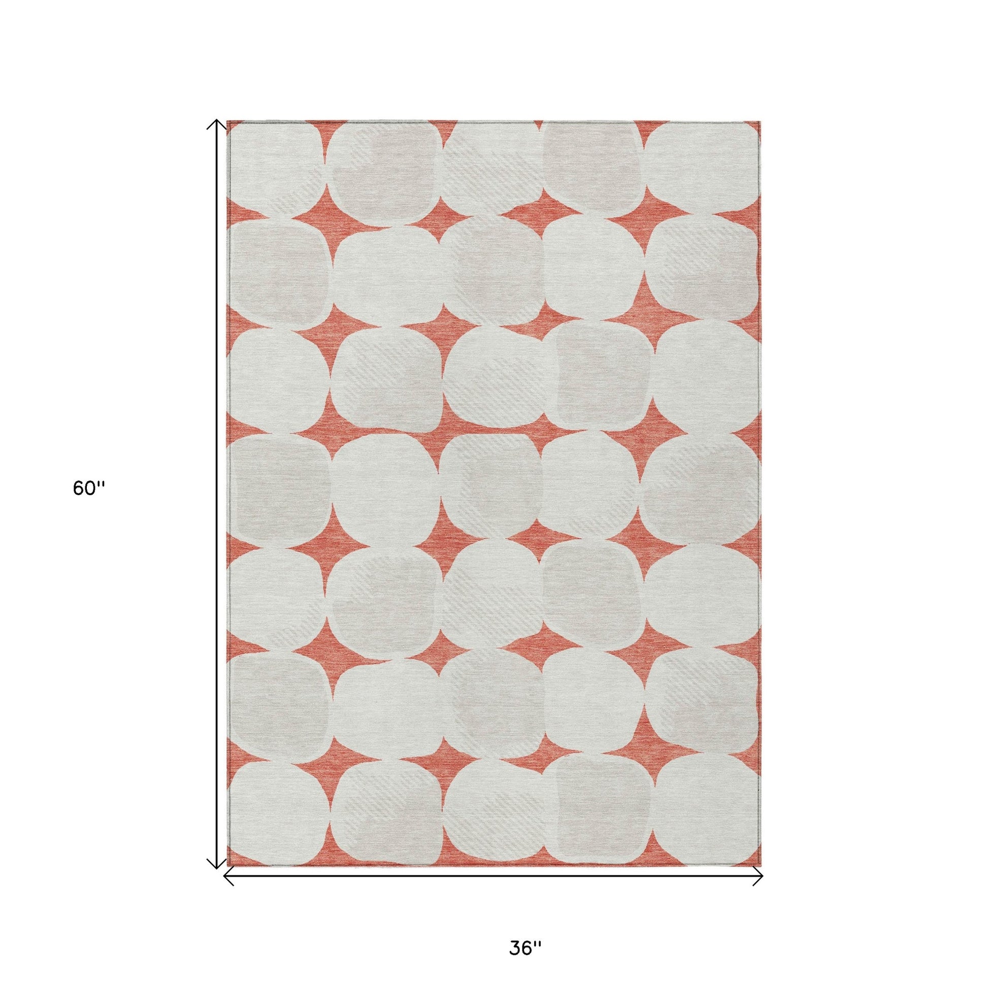 3' X 5' Salmon Beige And Ivory Abstract Washable Indoor Outdoor Area Rug-2
