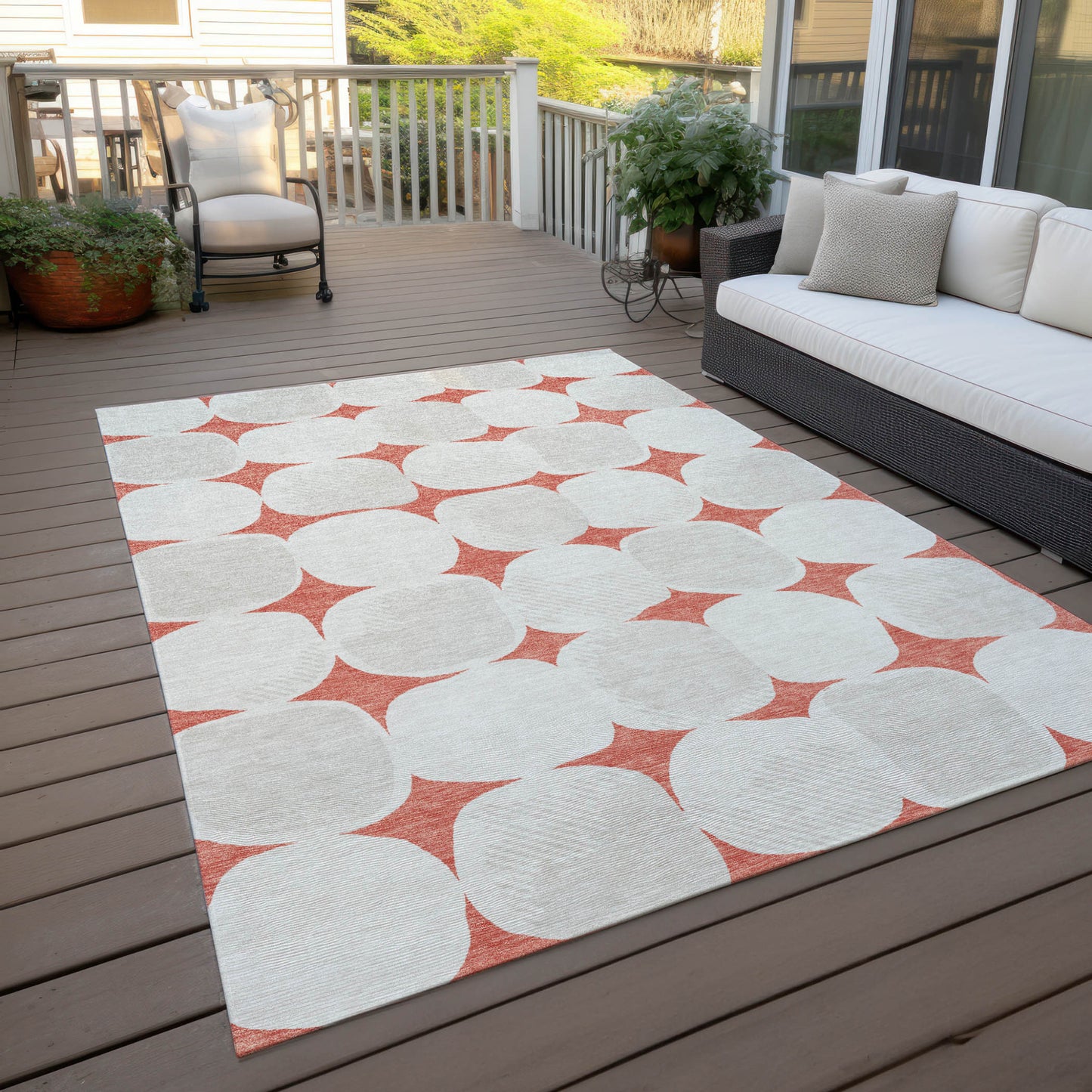 3' X 5' Salmon Beige And Ivory Abstract Washable Indoor Outdoor Area Rug-8