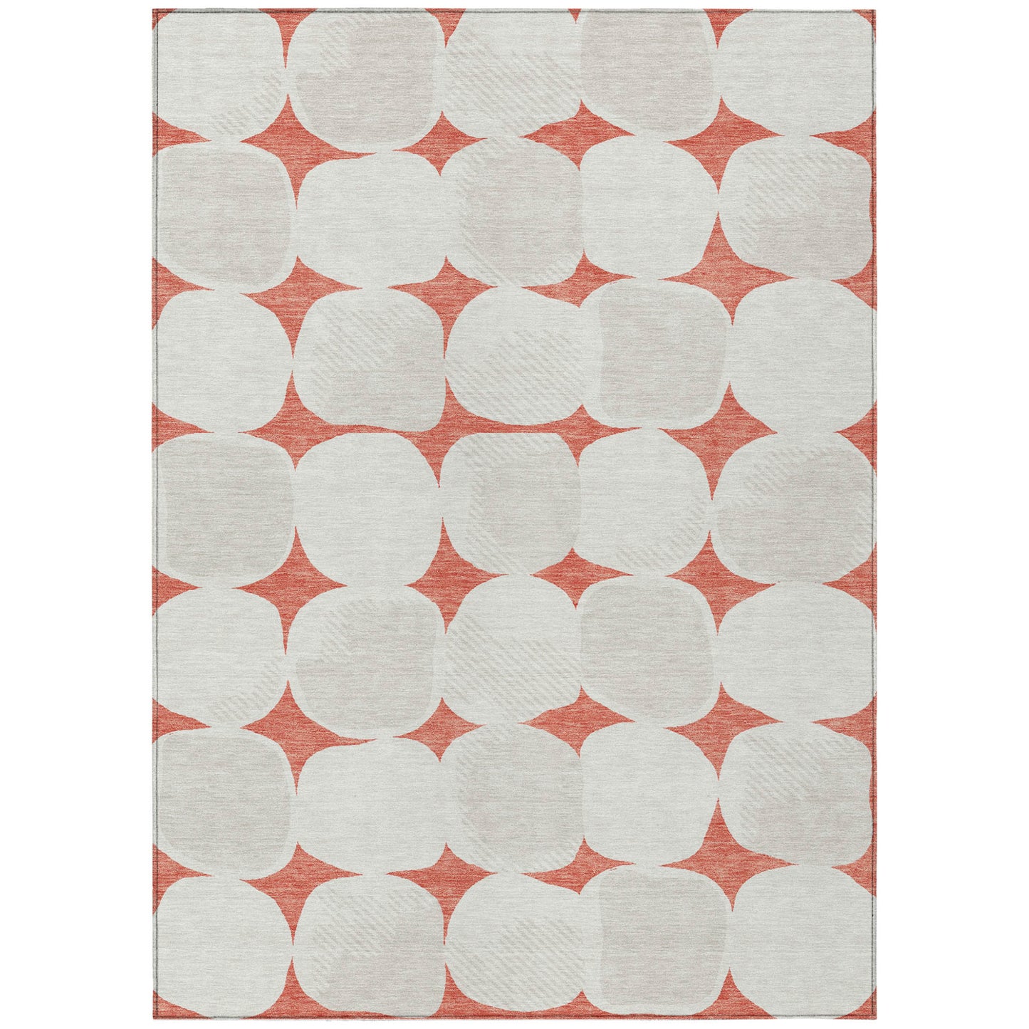 3' X 5' Salmon Beige And Ivory Abstract Washable Indoor Outdoor Area Rug-1