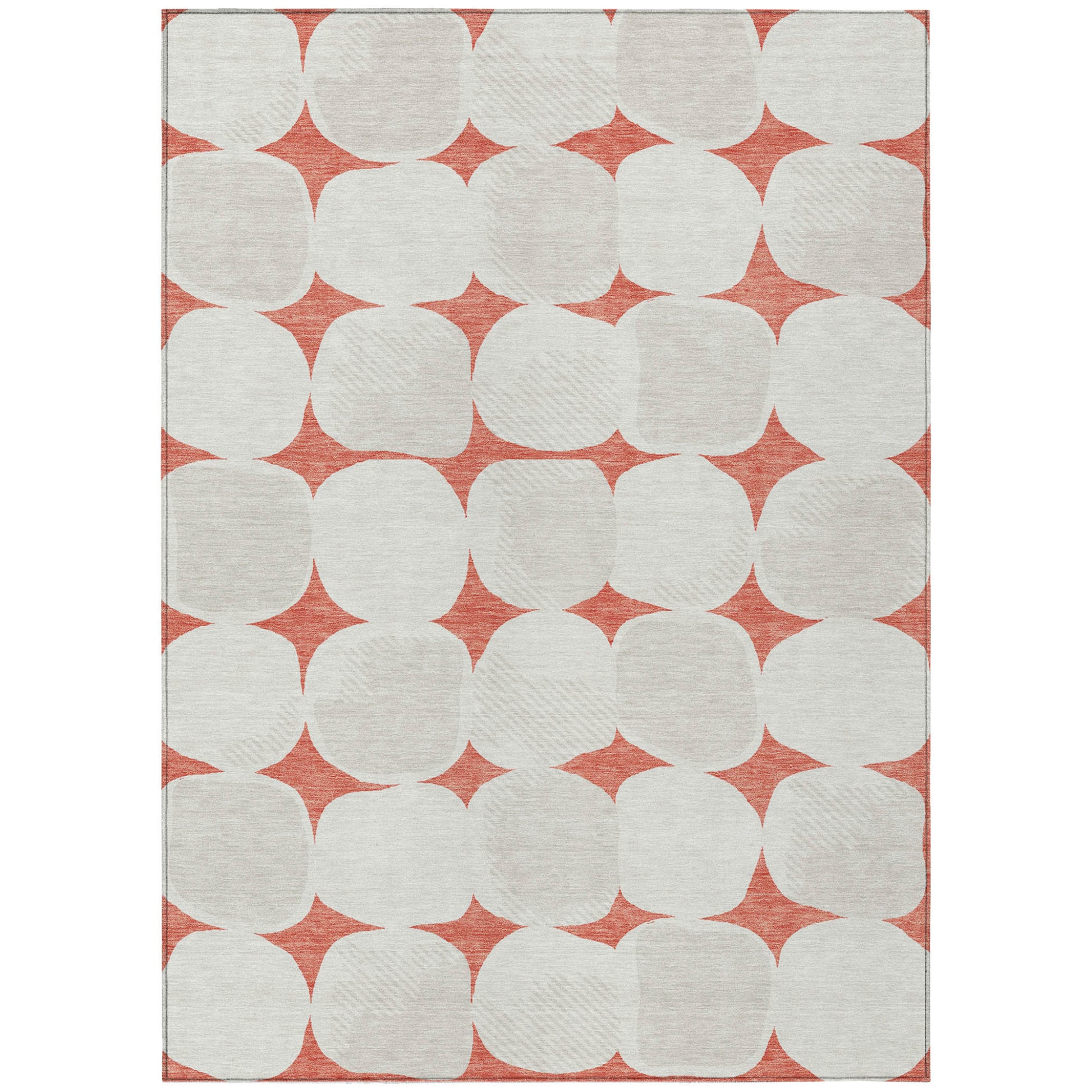 3' X 5' Salmon Beige And Ivory Abstract Washable Indoor Outdoor Area Rug-1