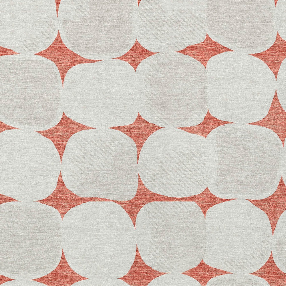 3' X 5' Salmon Beige And Ivory Abstract Washable Indoor Outdoor Area Rug-5
