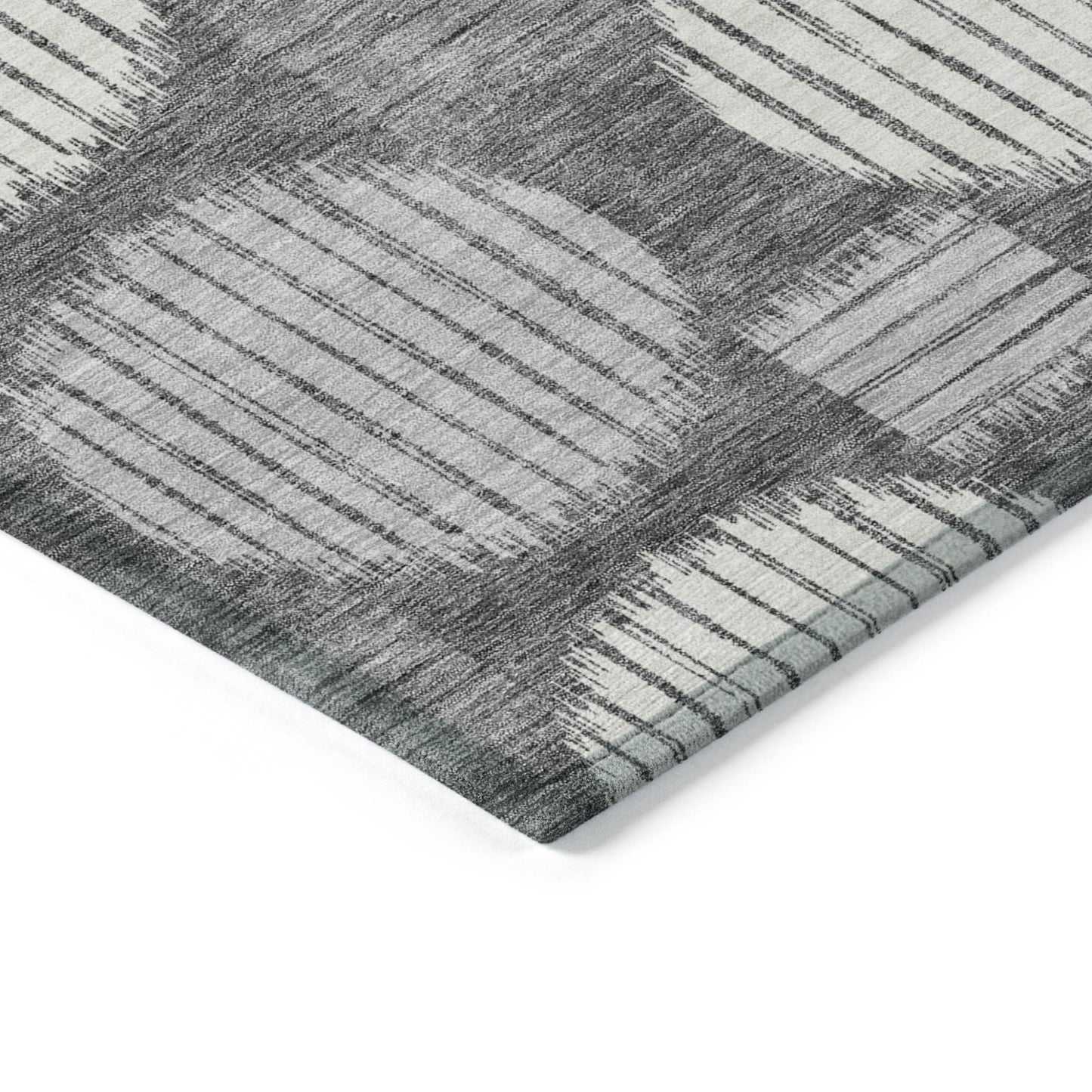 5' X 8' Charcoal And Ivory Geometric Washable Indoor Outdoor Area Rug-4