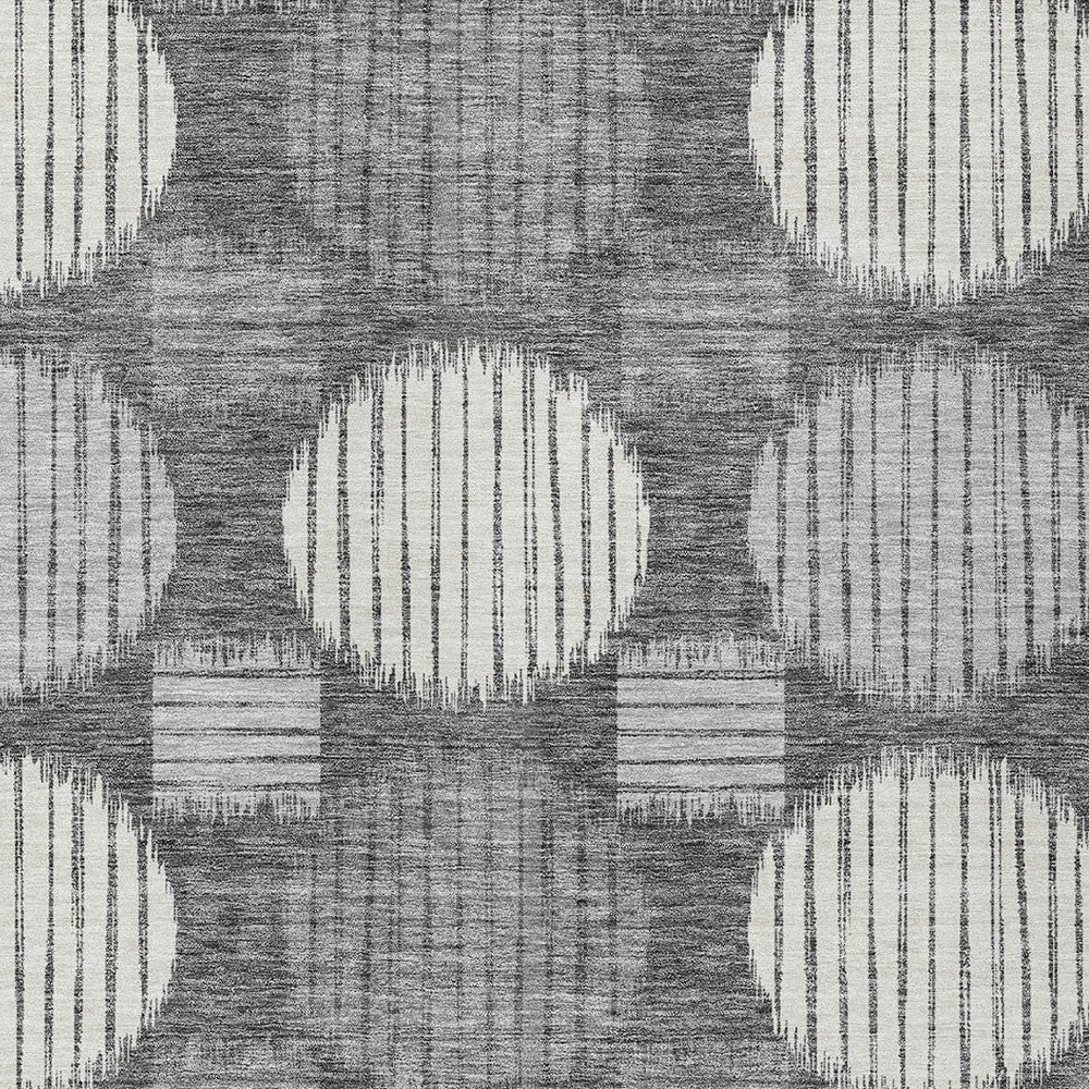 5' X 8' Charcoal And Ivory Geometric Washable Indoor Outdoor Area Rug-5