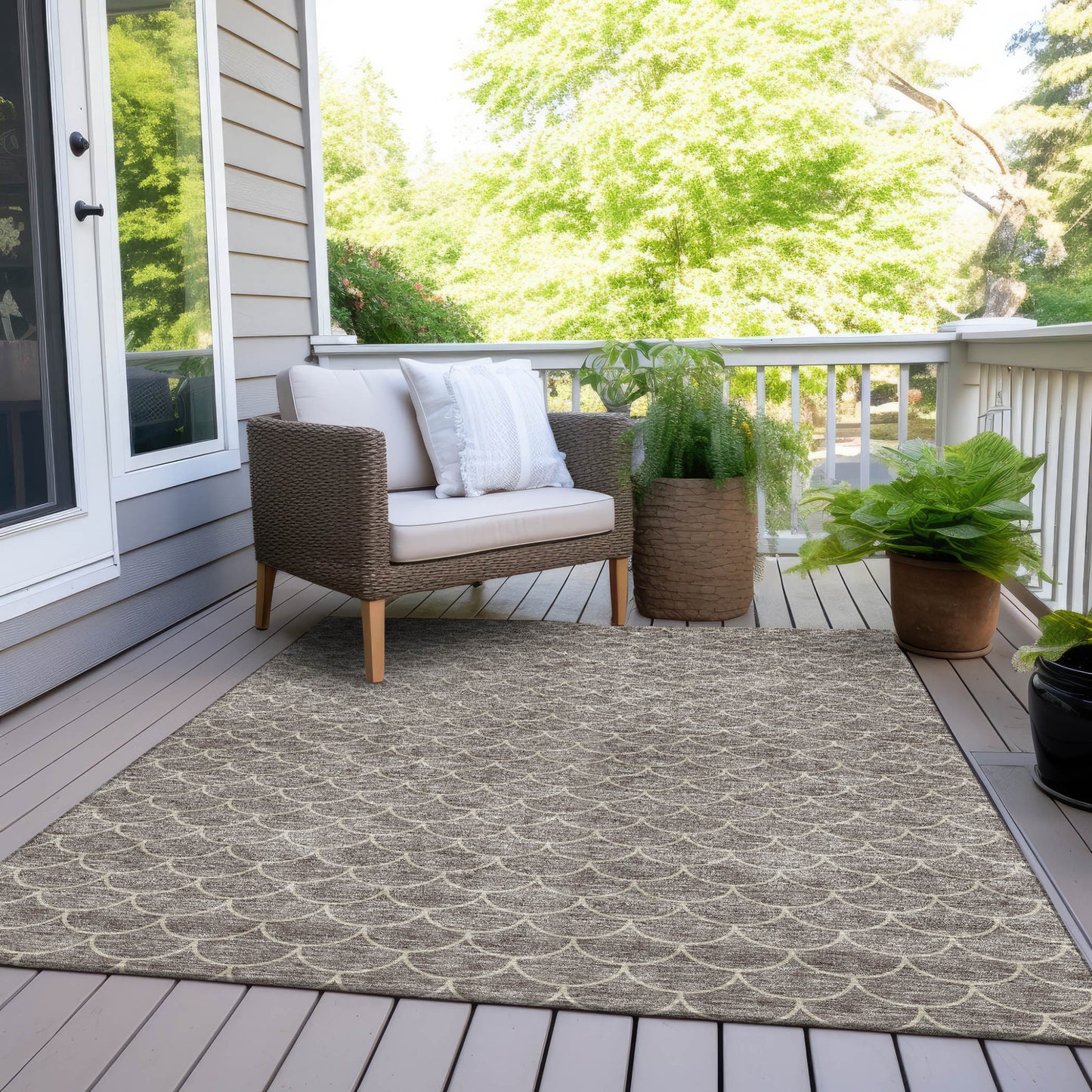 3' X 5' Taupe And Beige Geometric Washable Indoor Outdoor Area Rug-6