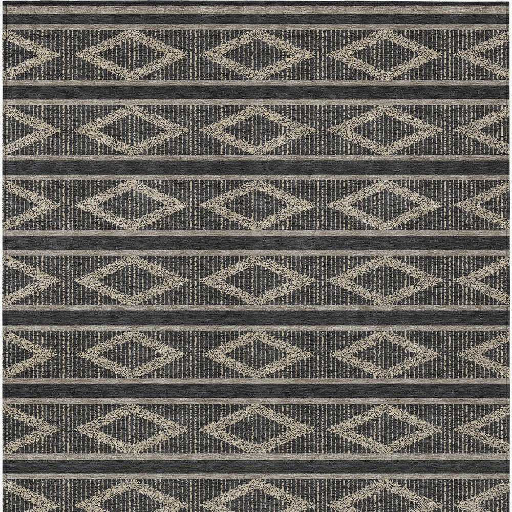 10' X 14' Black And Beige Geometric Washable Indoor Outdoor Area Rug-6