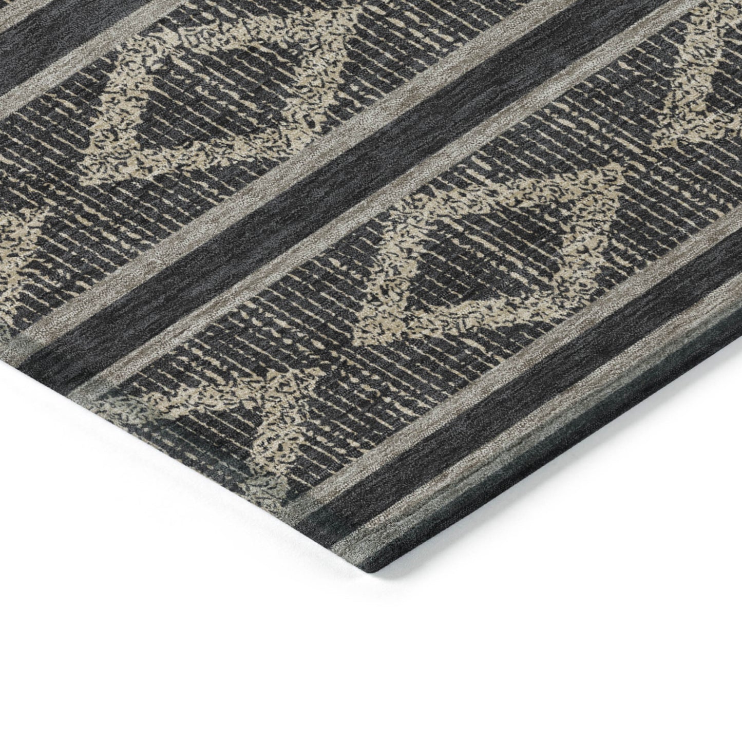 10' X 14' Black And Beige Geometric Washable Indoor Outdoor Area Rug-4