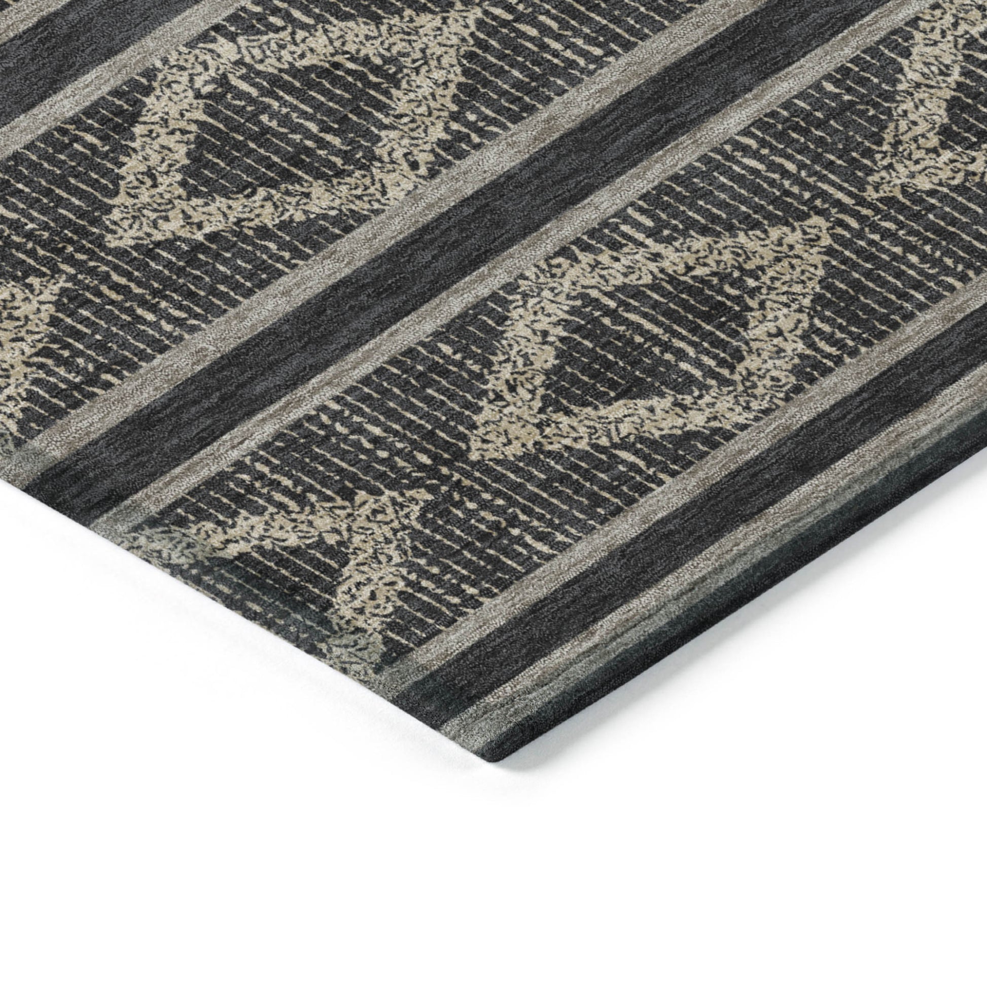10' X 14' Black And Beige Geometric Washable Indoor Outdoor Area Rug-4