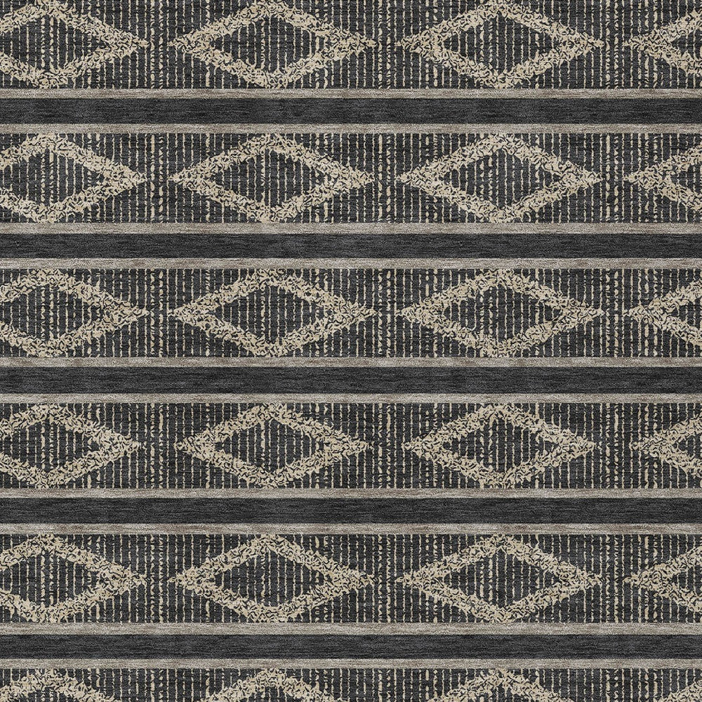 10' X 14' Black And Beige Geometric Washable Indoor Outdoor Area Rug-5