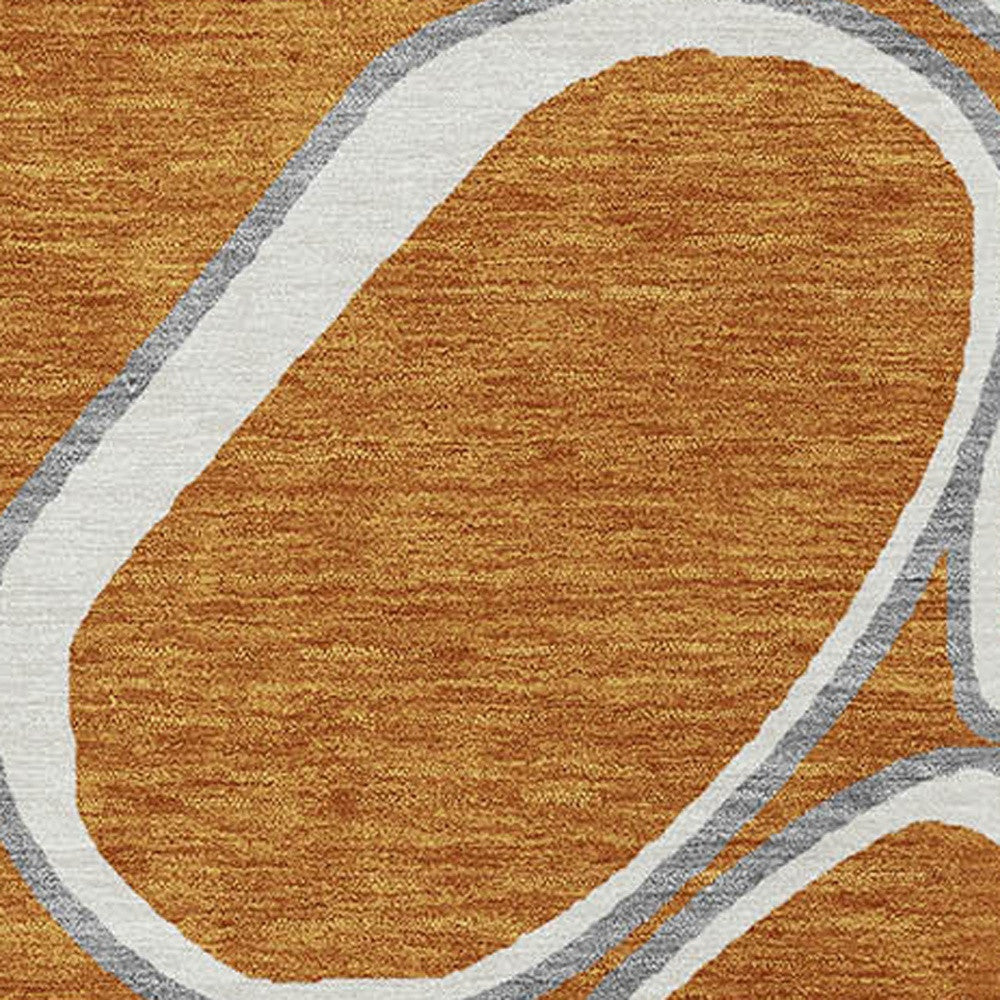 5' X 8' Copper Gray And Ivory Abstract Washable Indoor Outdoor Area Rug-6