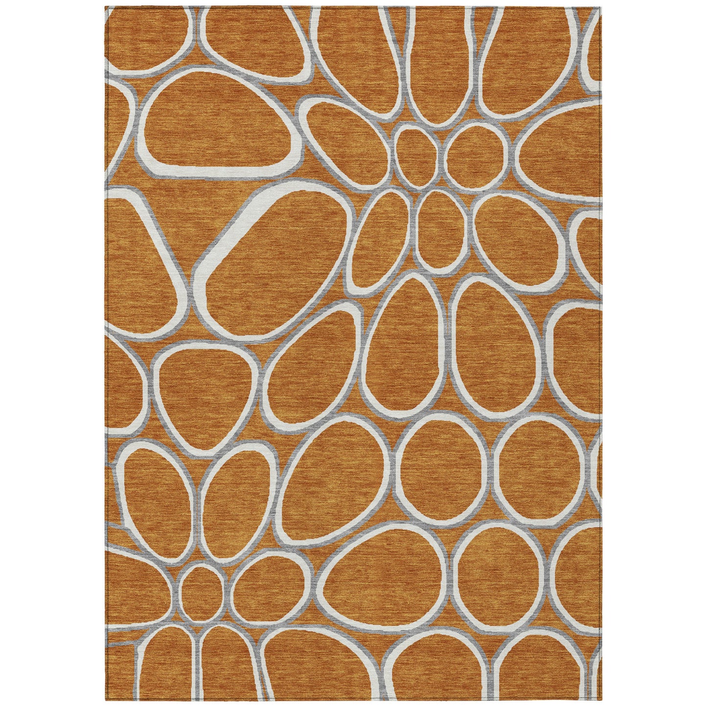 5' X 8' Copper Gray And Ivory Abstract Washable Indoor Outdoor Area Rug-1