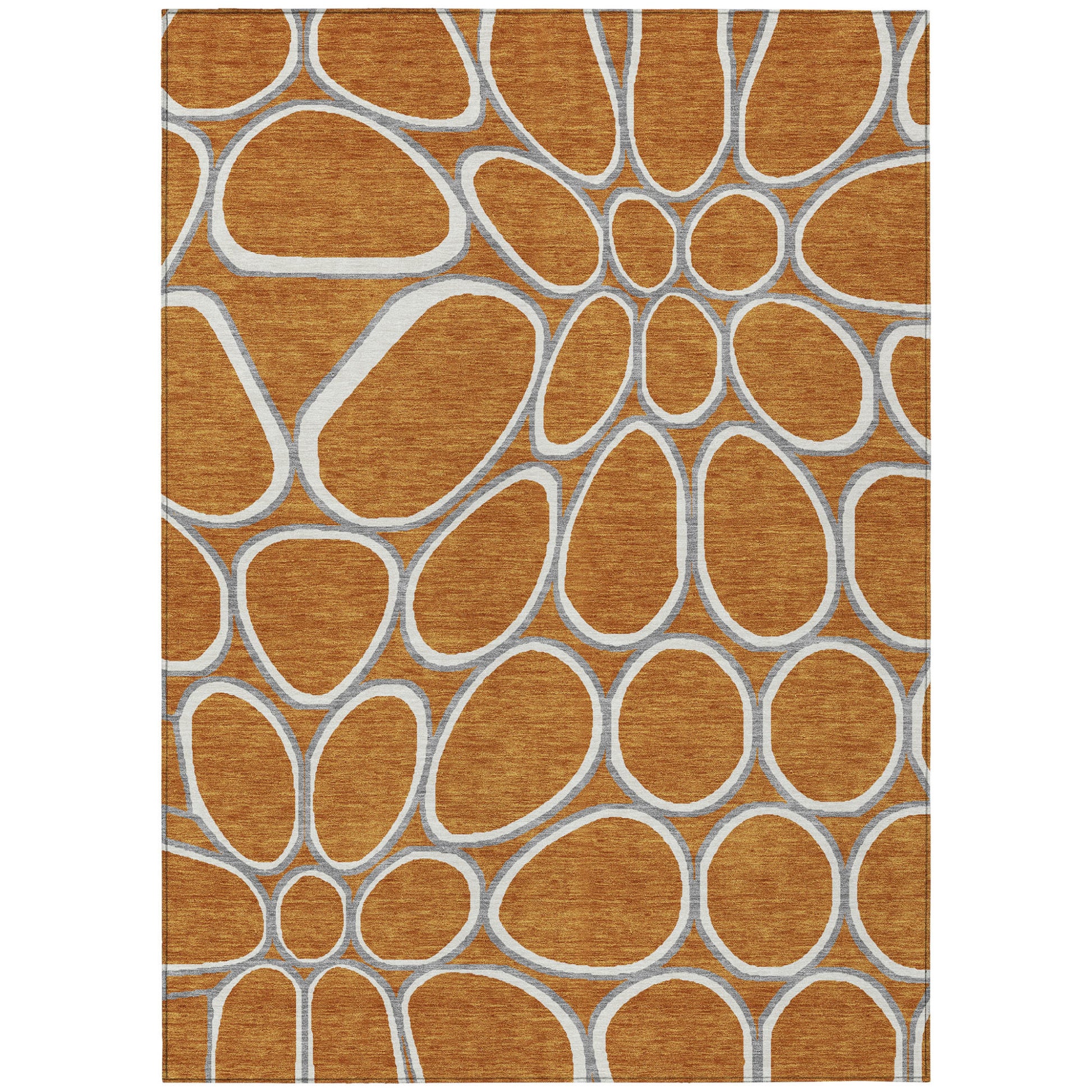 5' X 8' Copper Gray And Ivory Abstract Washable Indoor Outdoor Area Rug-1