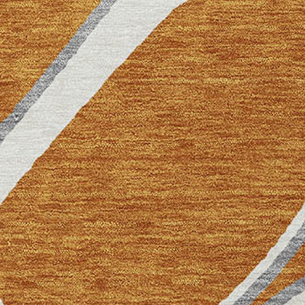 5' X 8' Copper Gray And Ivory Abstract Washable Indoor Outdoor Area Rug-4