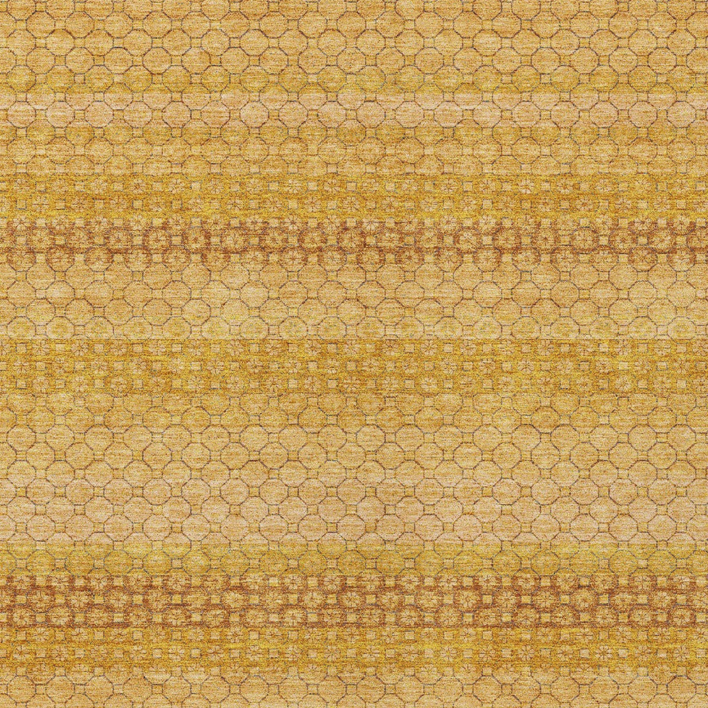 8' X 10' Wheat And Gold Striped Washable Indoor Outdoor Area Rug