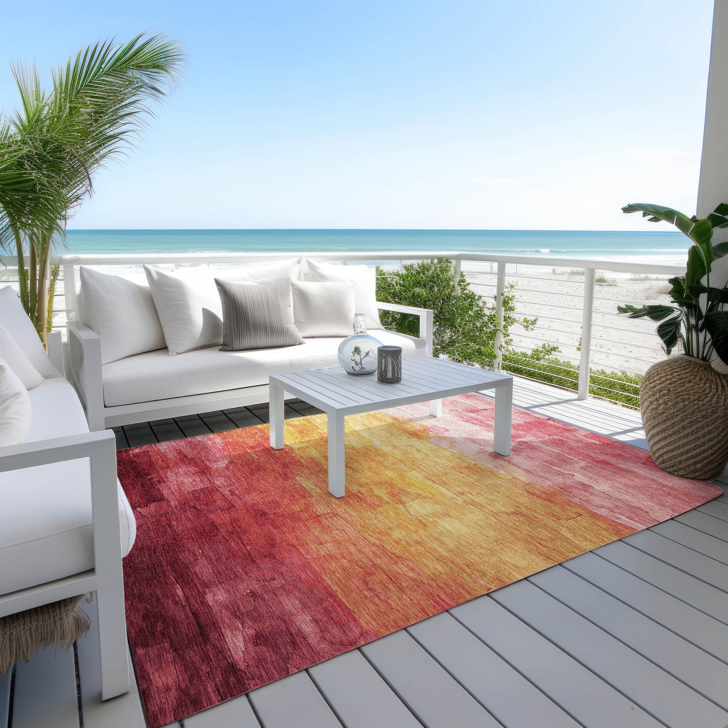 3' X 5' Blush And Pink Striped Washable Indoor Outdoor Area Rug