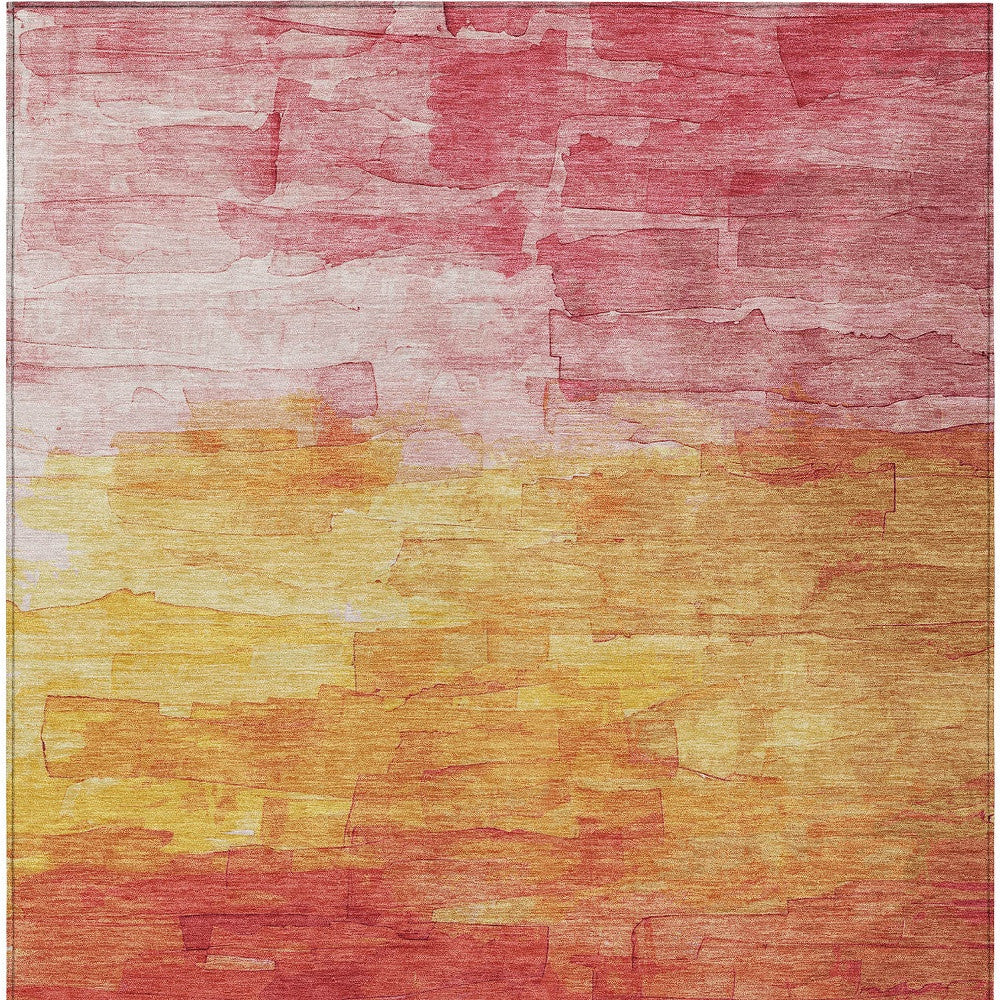 3' X 5' Blush And Pink Striped Washable Indoor Outdoor Area Rug