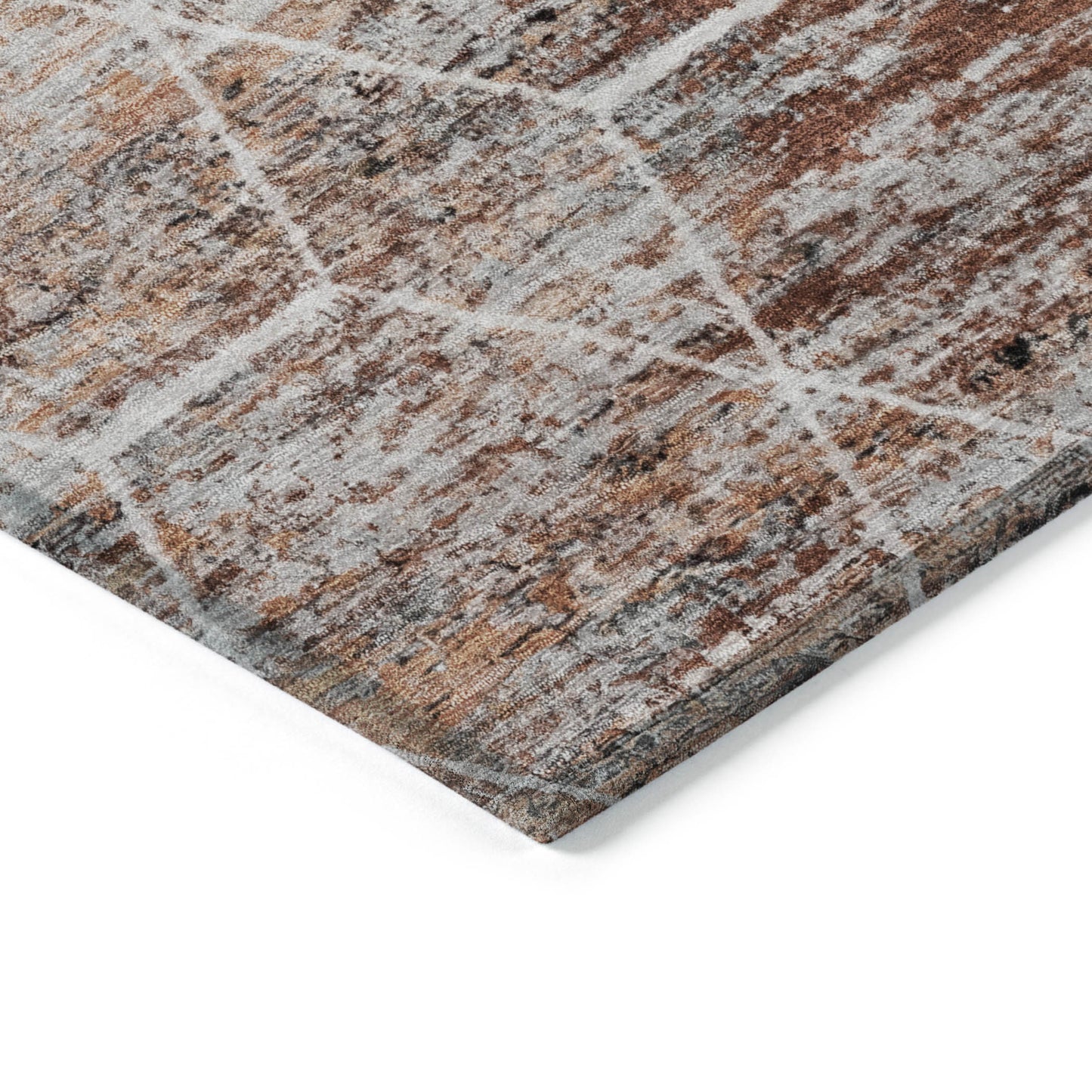 8' X 10' Rust Gray And Ivory Geometric Washable Indoor Outdoor Area Rug