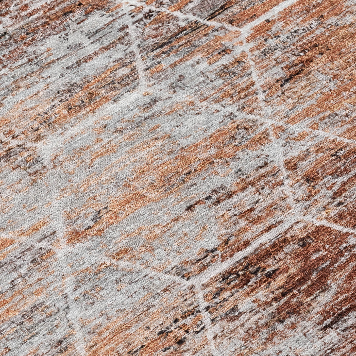 8' X 10' Rust Gray And Ivory Geometric Washable Indoor Outdoor Area Rug