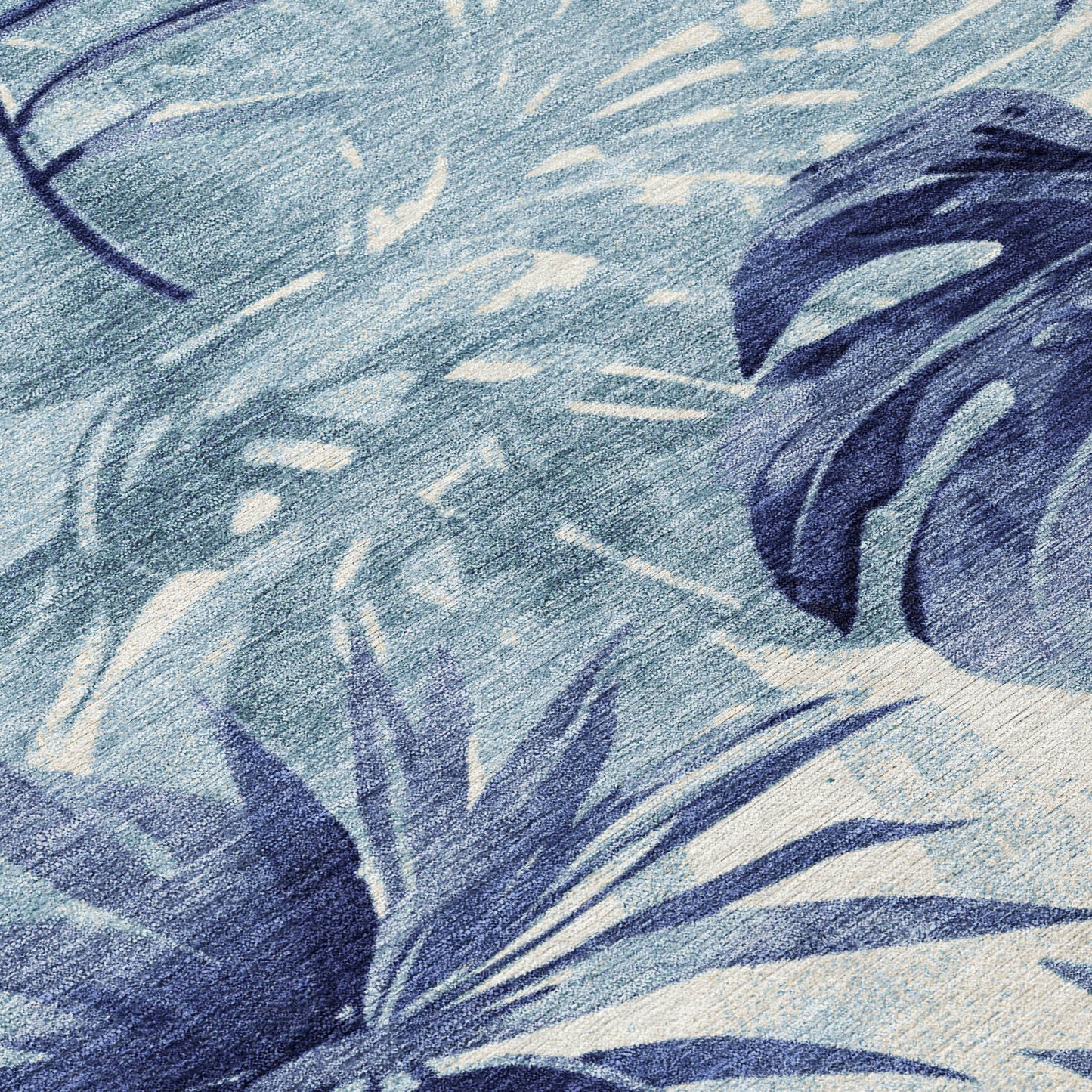 3' X 5' Blue And Ivory Floral Washable Indoor Outdoor Area Rug-4