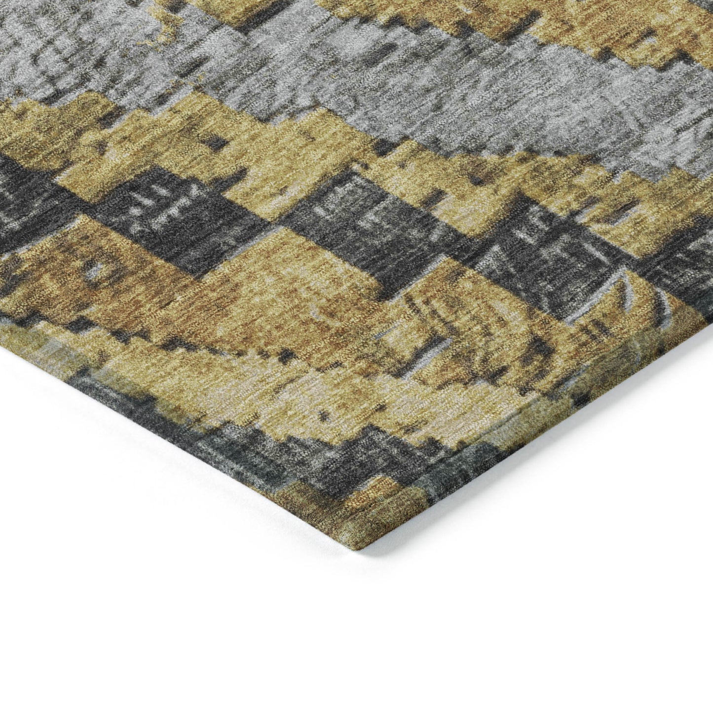 10' X 14' Gold And Gray Aztec Washable Indoor Outdoor Area Rug