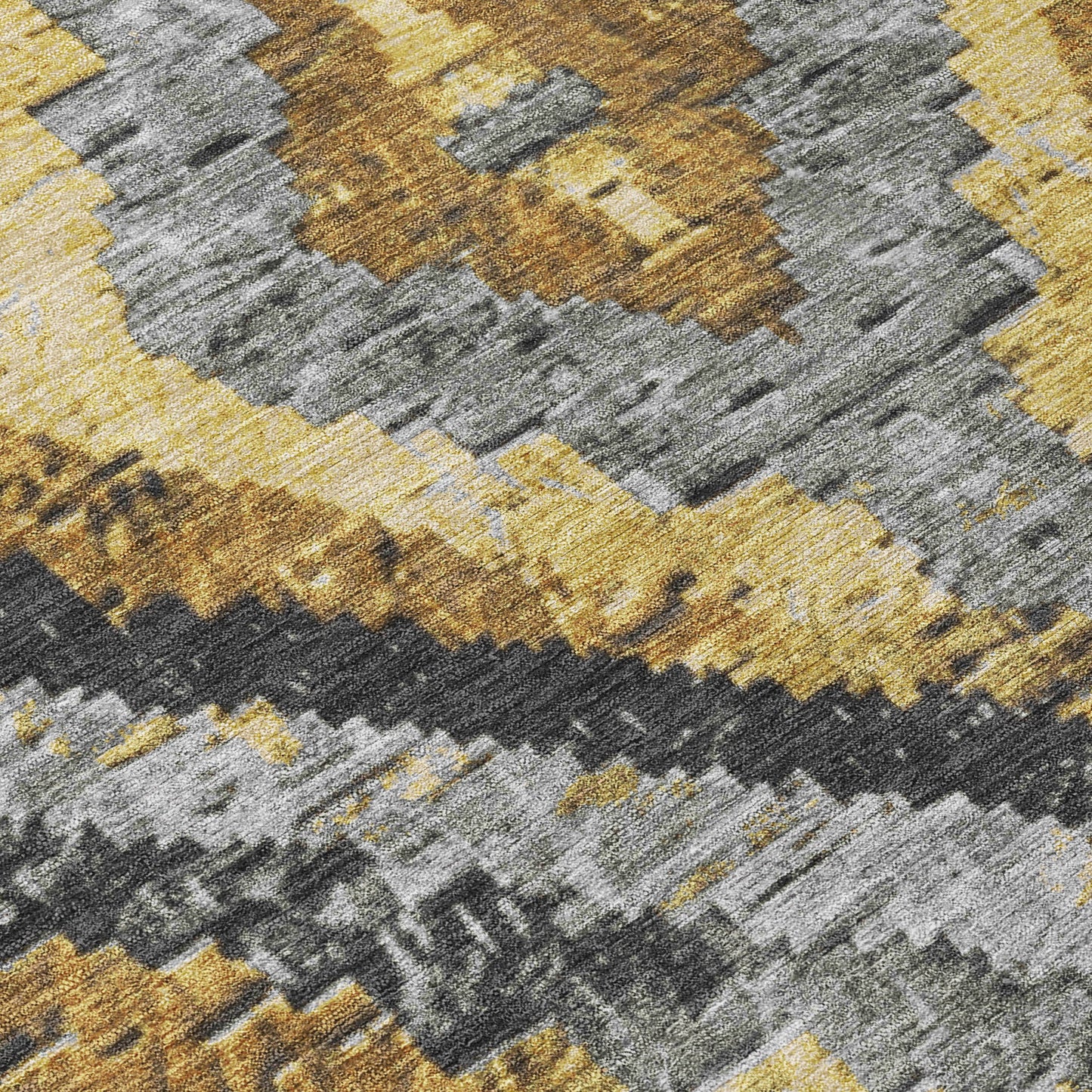 10' X 14' Gold And Gray Aztec Washable Indoor Outdoor Area Rug