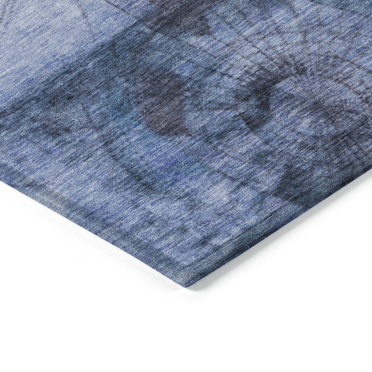 8' X 10' Blue And Sky Blue Abstract Washable Indoor Outdoor Area Rug