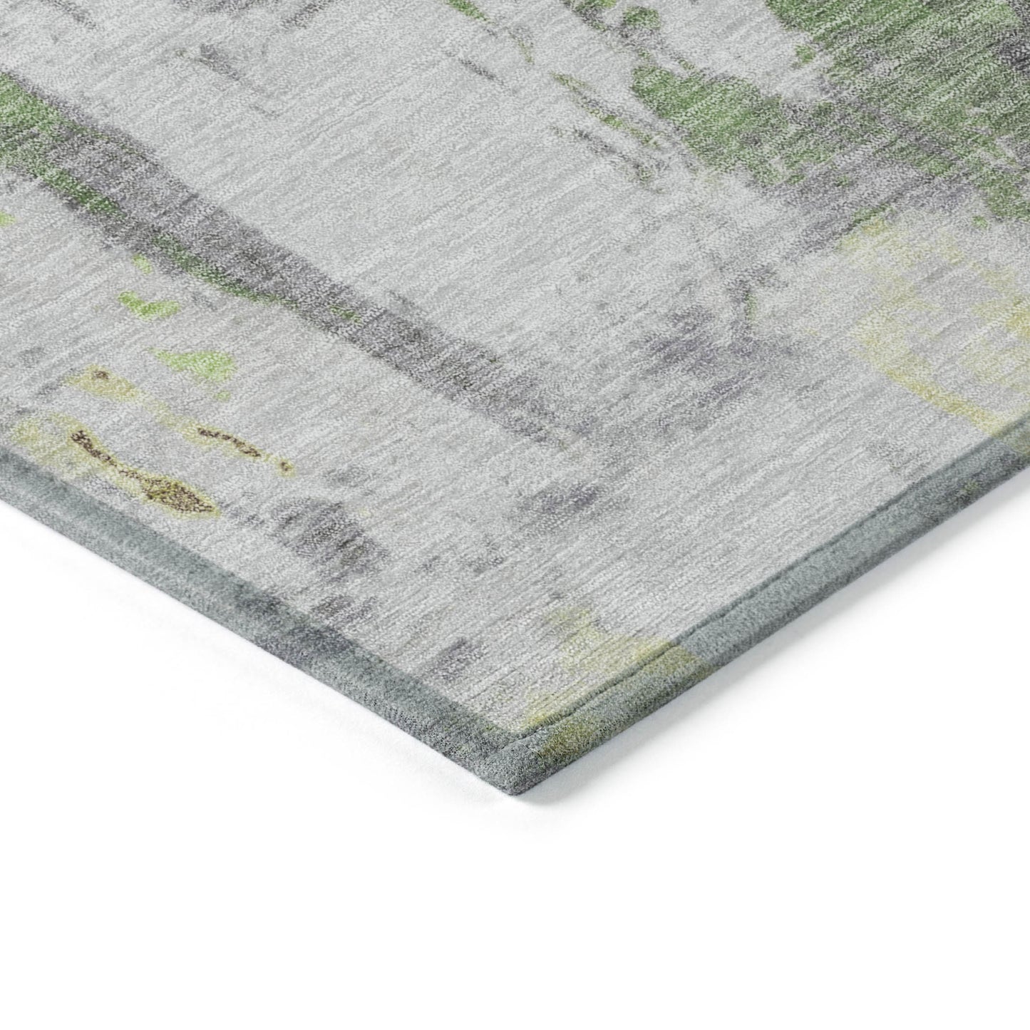 5' X 8' Artichoke Green And Gold Abstract Washable Indoor Outdoor Area Rug-8