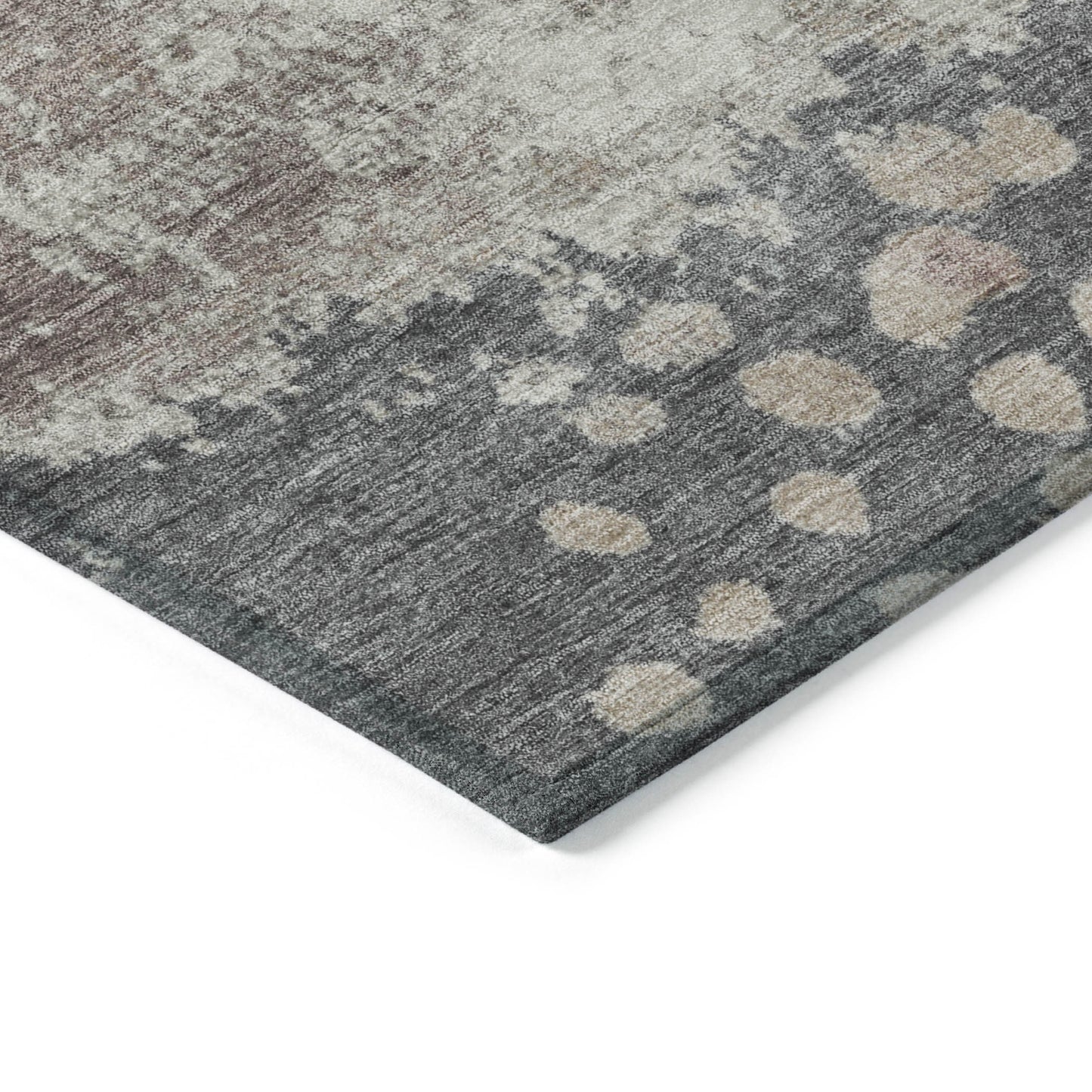 10' X 14' Khaki Charcoal And Ivory Abstract Washable Indoor Outdoor Area Rug