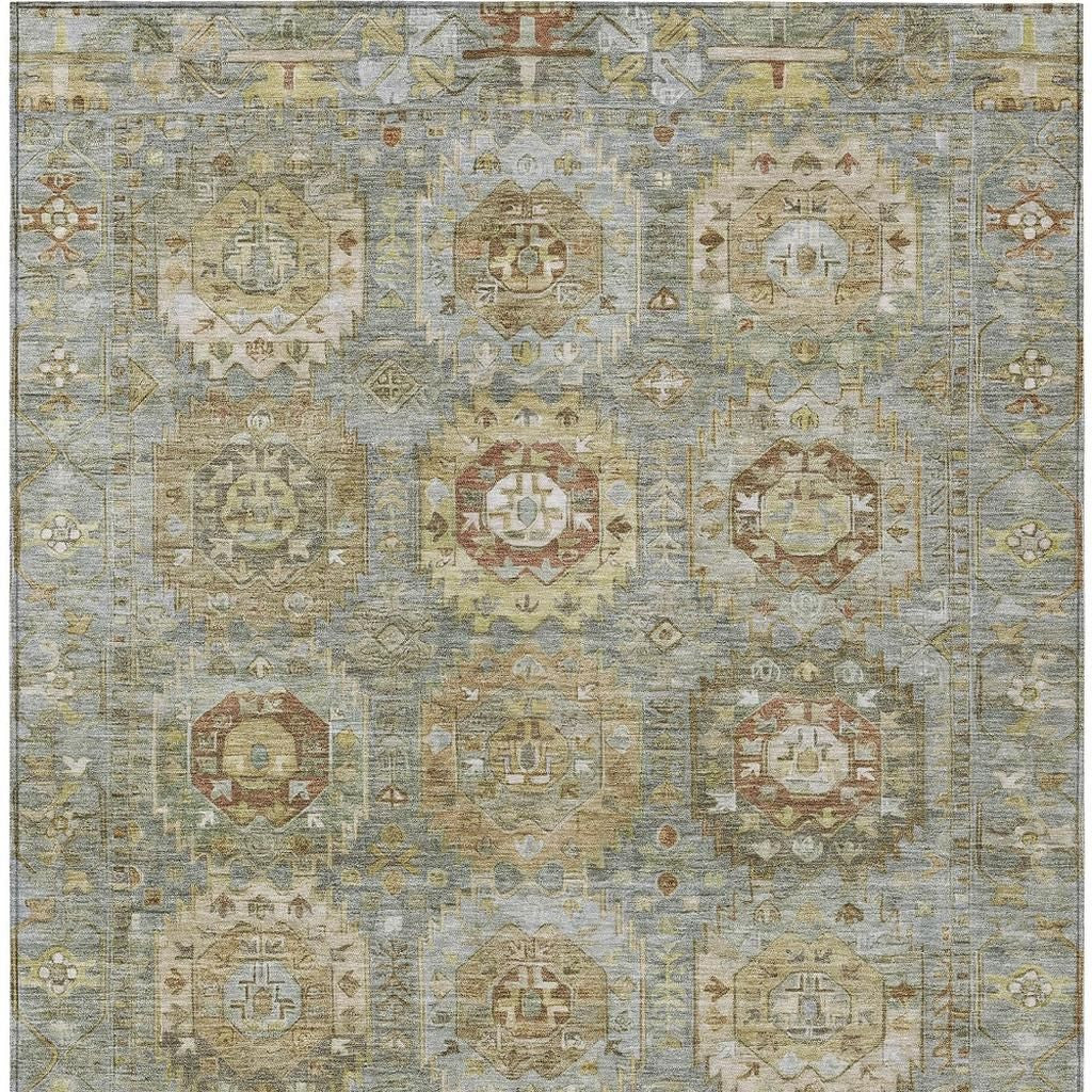 3' X 5' Sage Brown And Taupe Medallion Washable Indoor Outdoor Area Rug-3