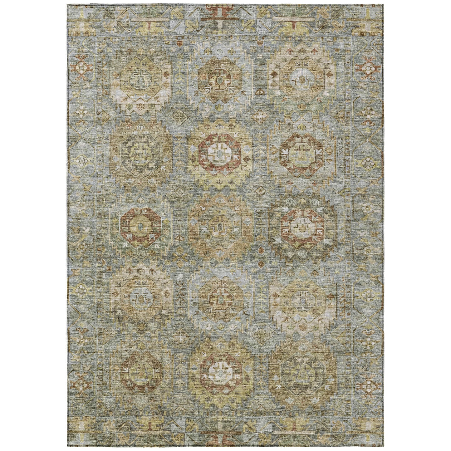 3' X 5' Sage Brown And Taupe Medallion Washable Indoor Outdoor Area Rug-0