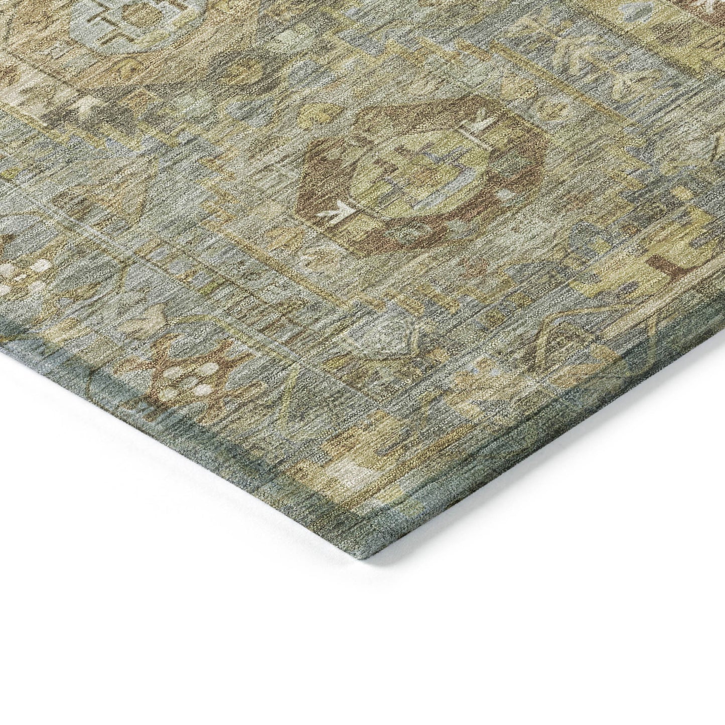 3' X 5' Sage Brown And Taupe Medallion Washable Indoor Outdoor Area Rug-4