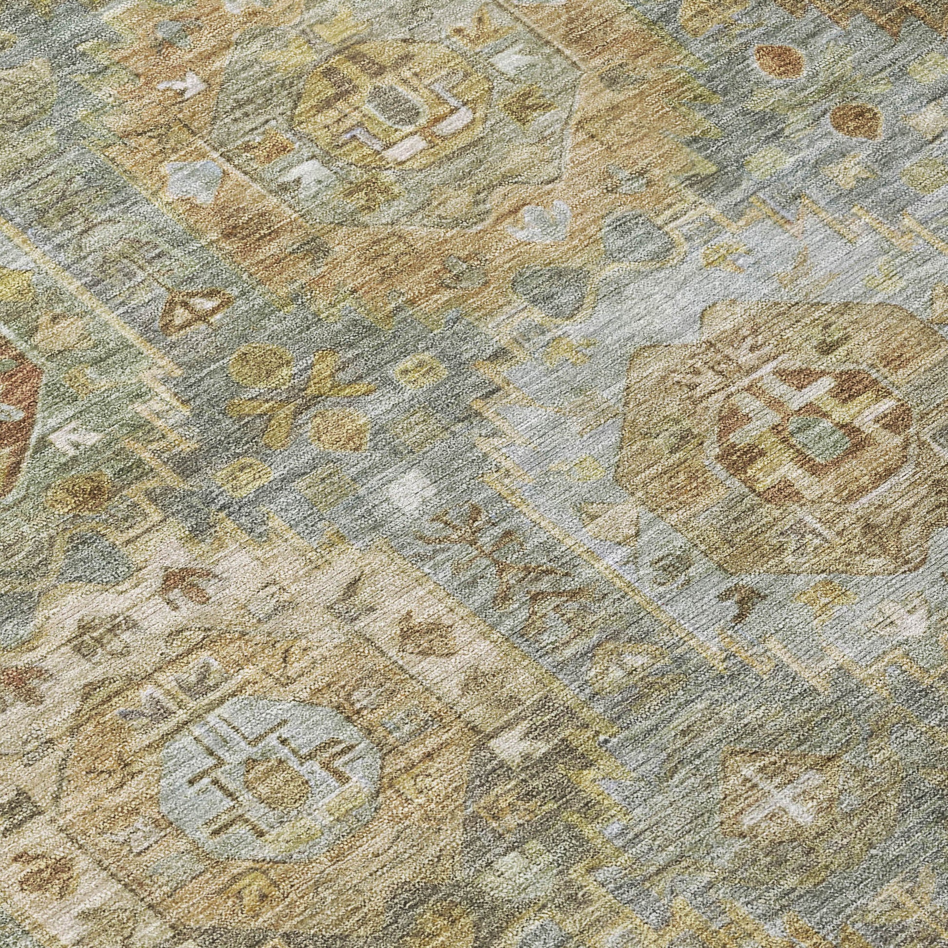 3' X 5' Sage Brown And Taupe Medallion Washable Indoor Outdoor Area Rug-5