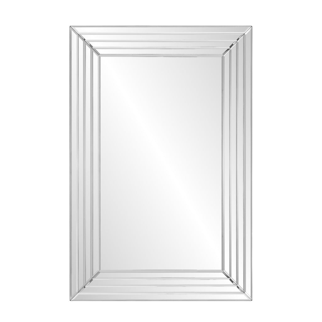 39" Silver Geo Lines Frameless Accent Mirror